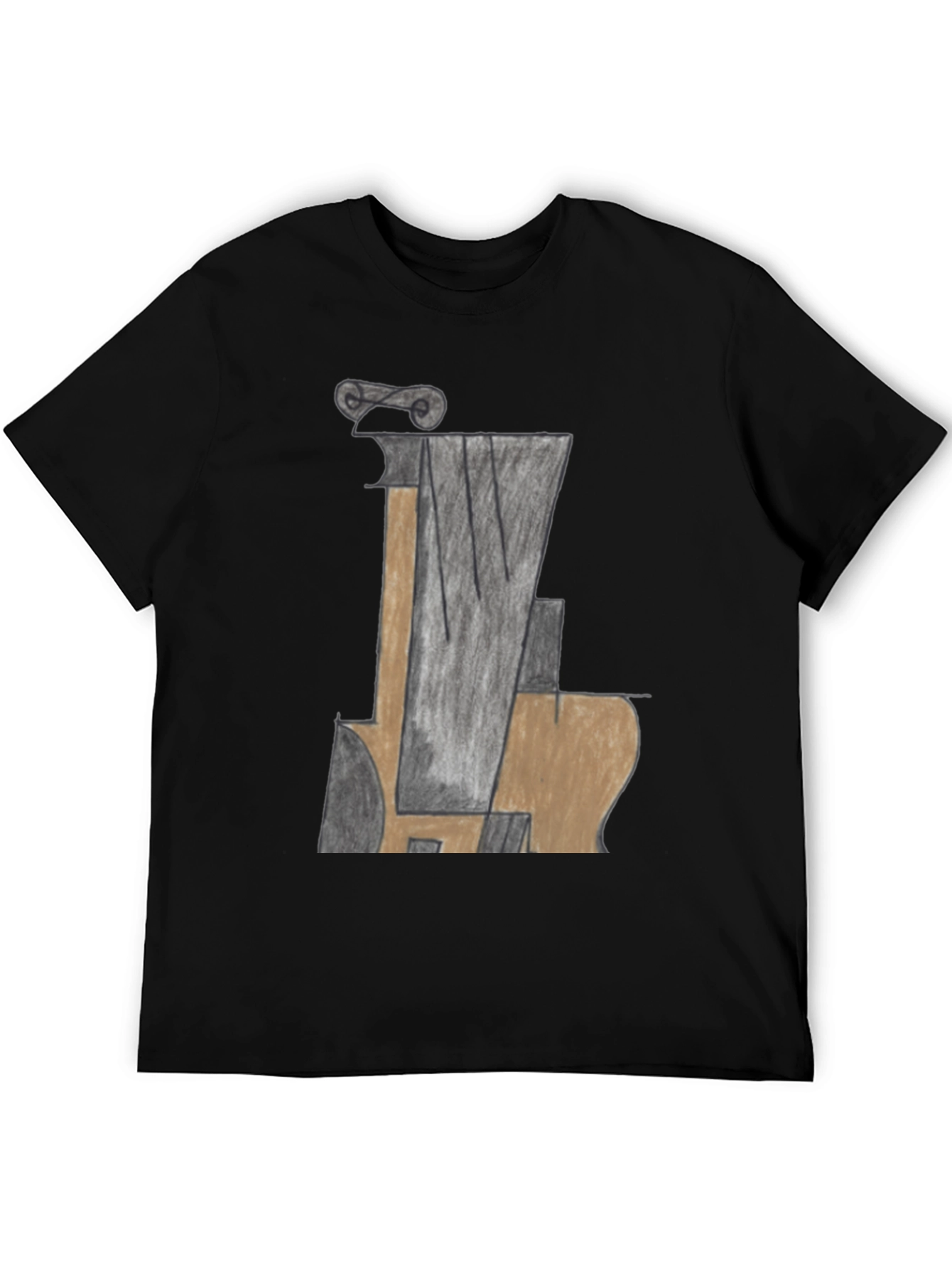Black Abstract Guitar Graphic T-Shirt view 5