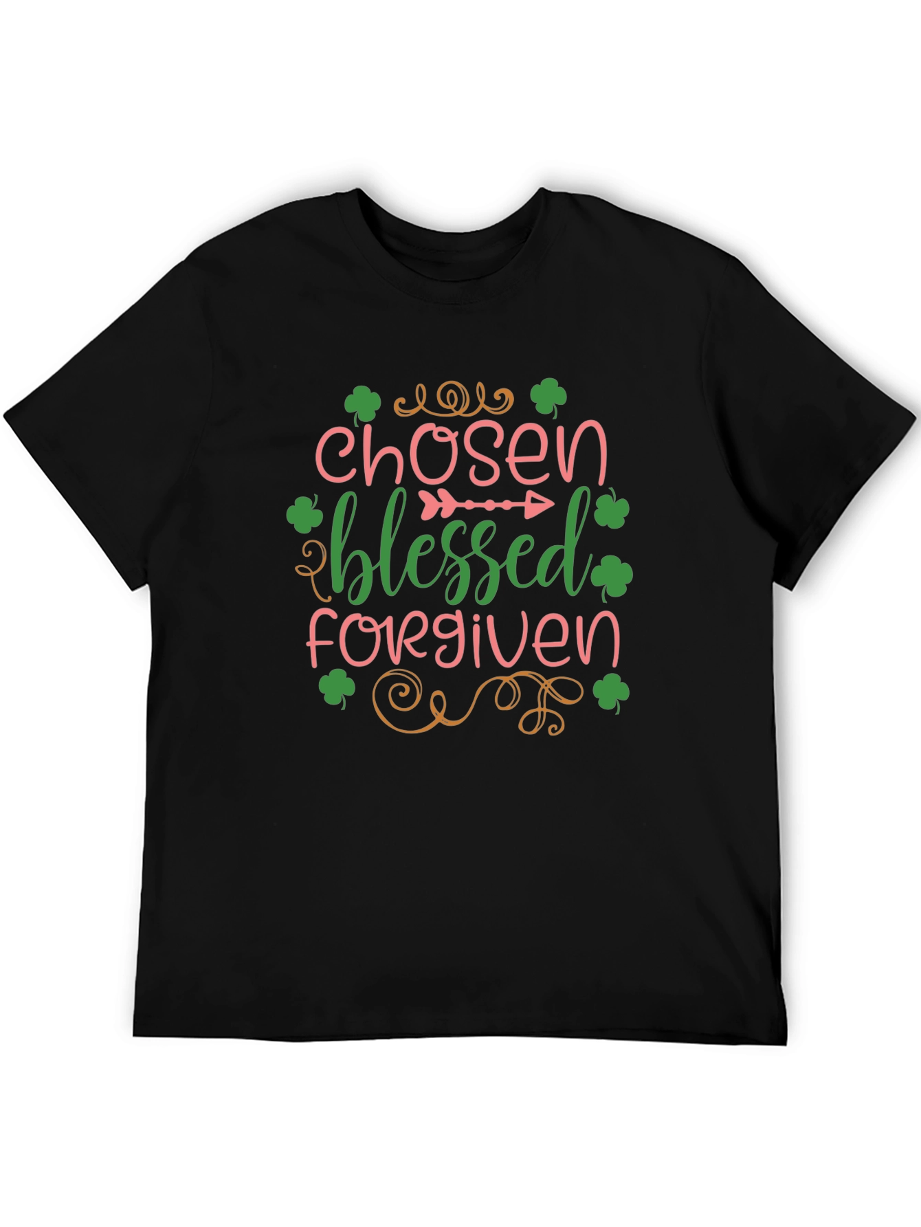 Black Chosen Blessed Forgiven St. Patrick's Day Graphic Tee view 5