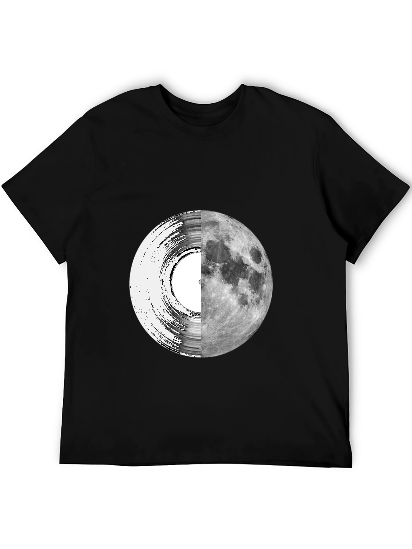 Black Vinyl Moon Graphic Tee - Unique Music Lover Shirt view 5