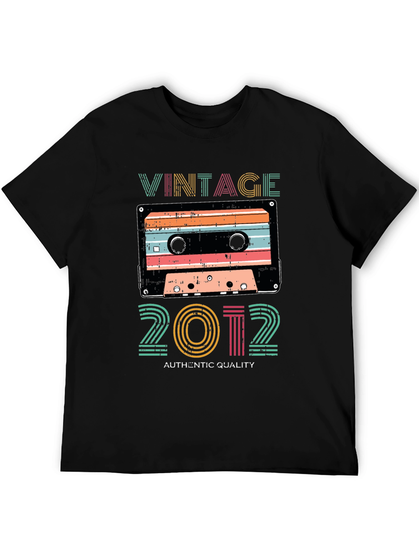 Black Vintage 2012 Cassette Tape Graphic T-Shirt view 5