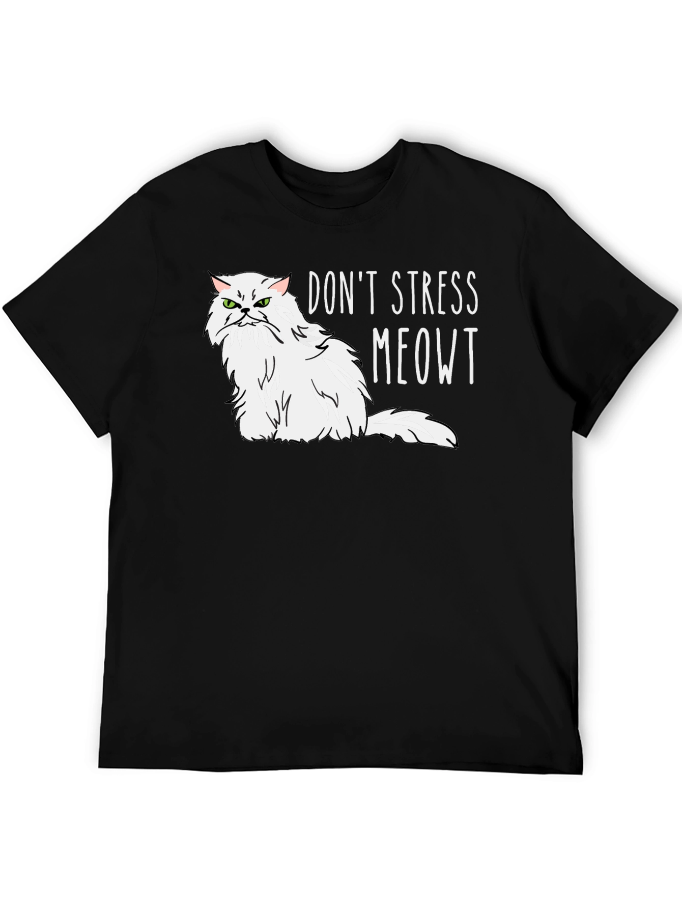 Black Don't Stress Meowt Cat Graphic T-Shirt view 5