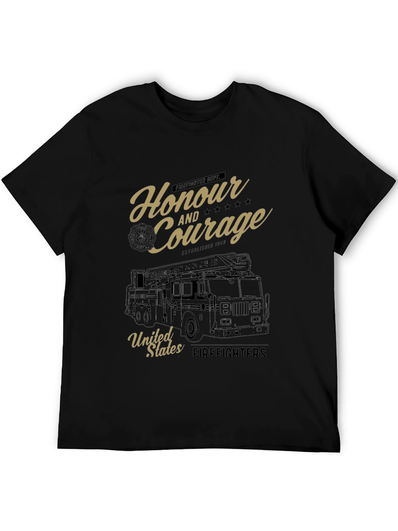 Black Honour and Courage Firefighter T-Shirt view 5