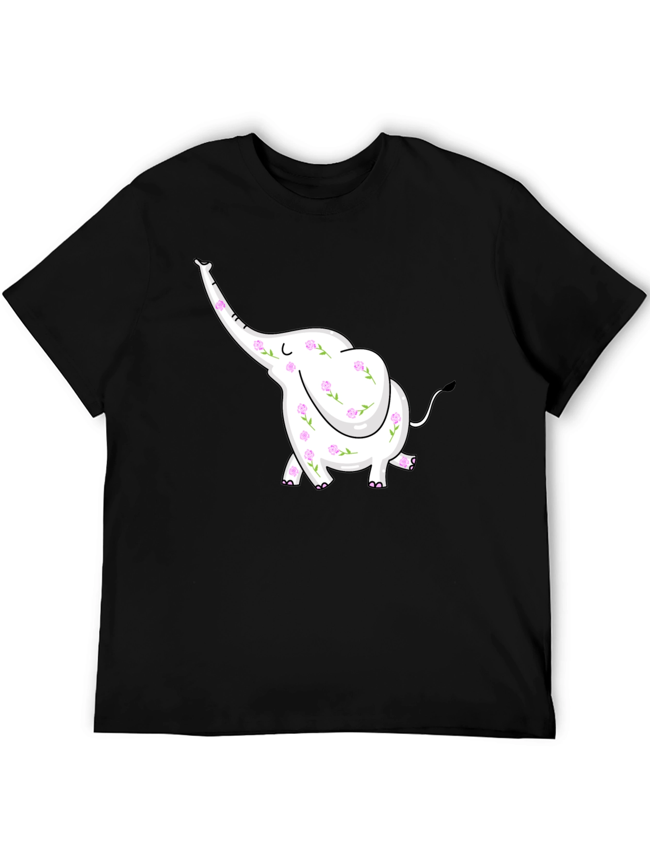 Black Floral Elephant Graphic Tee view 5