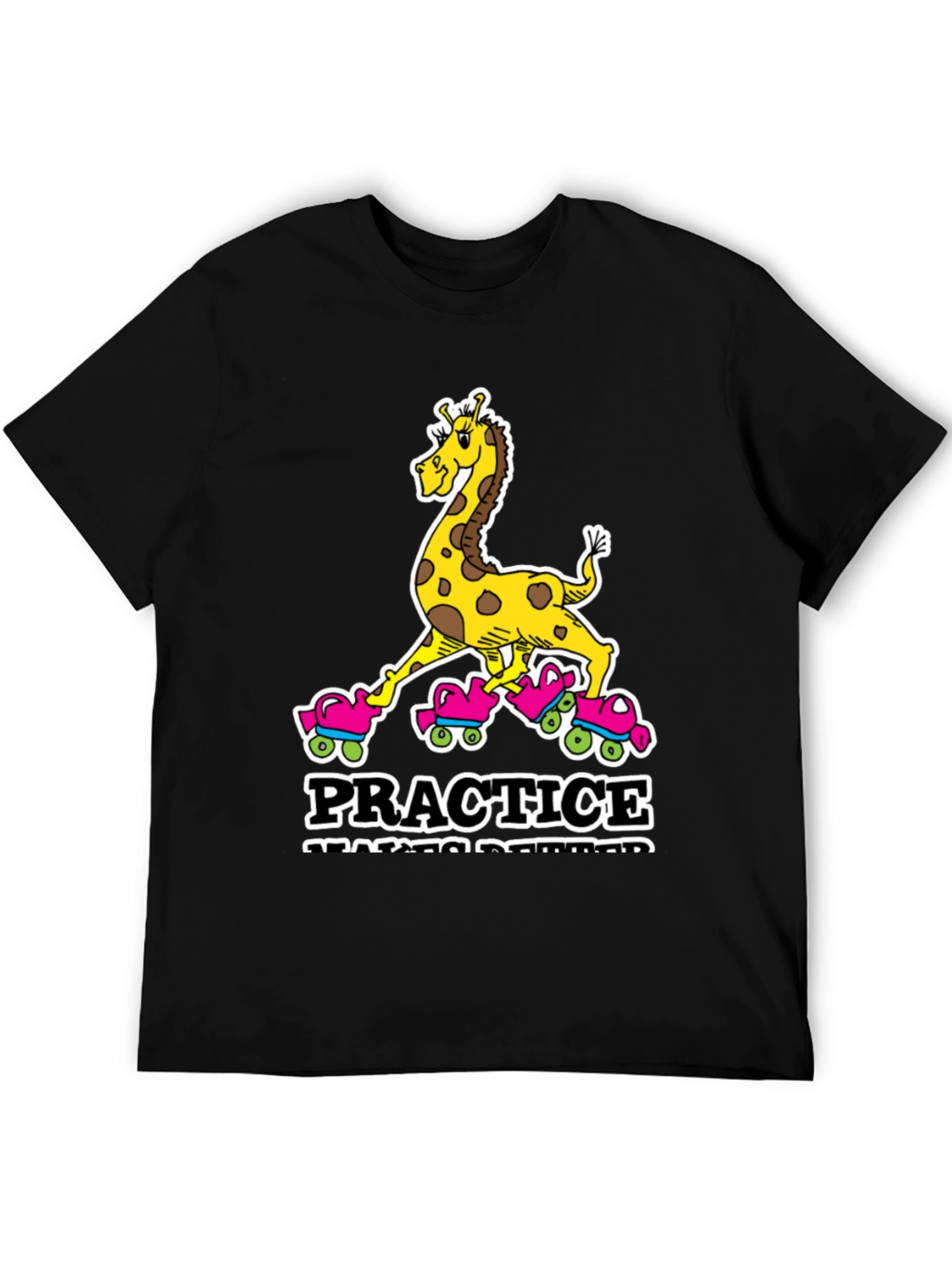 Black Giraffe Roller Skating T-Shirt - Practice Makes Progress view 5
