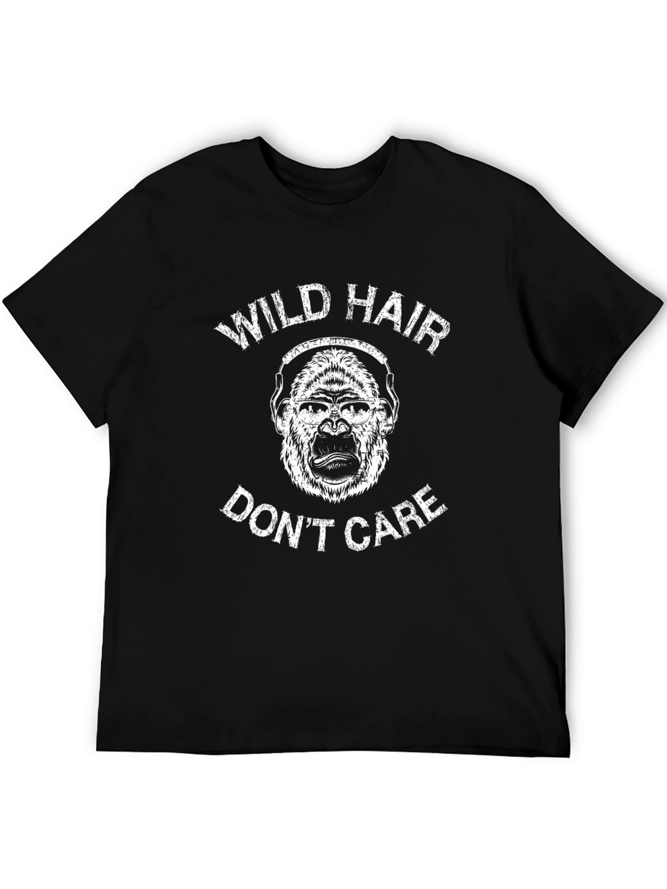Black Wild Hair Don't Care Gorilla T-Shirt view 5