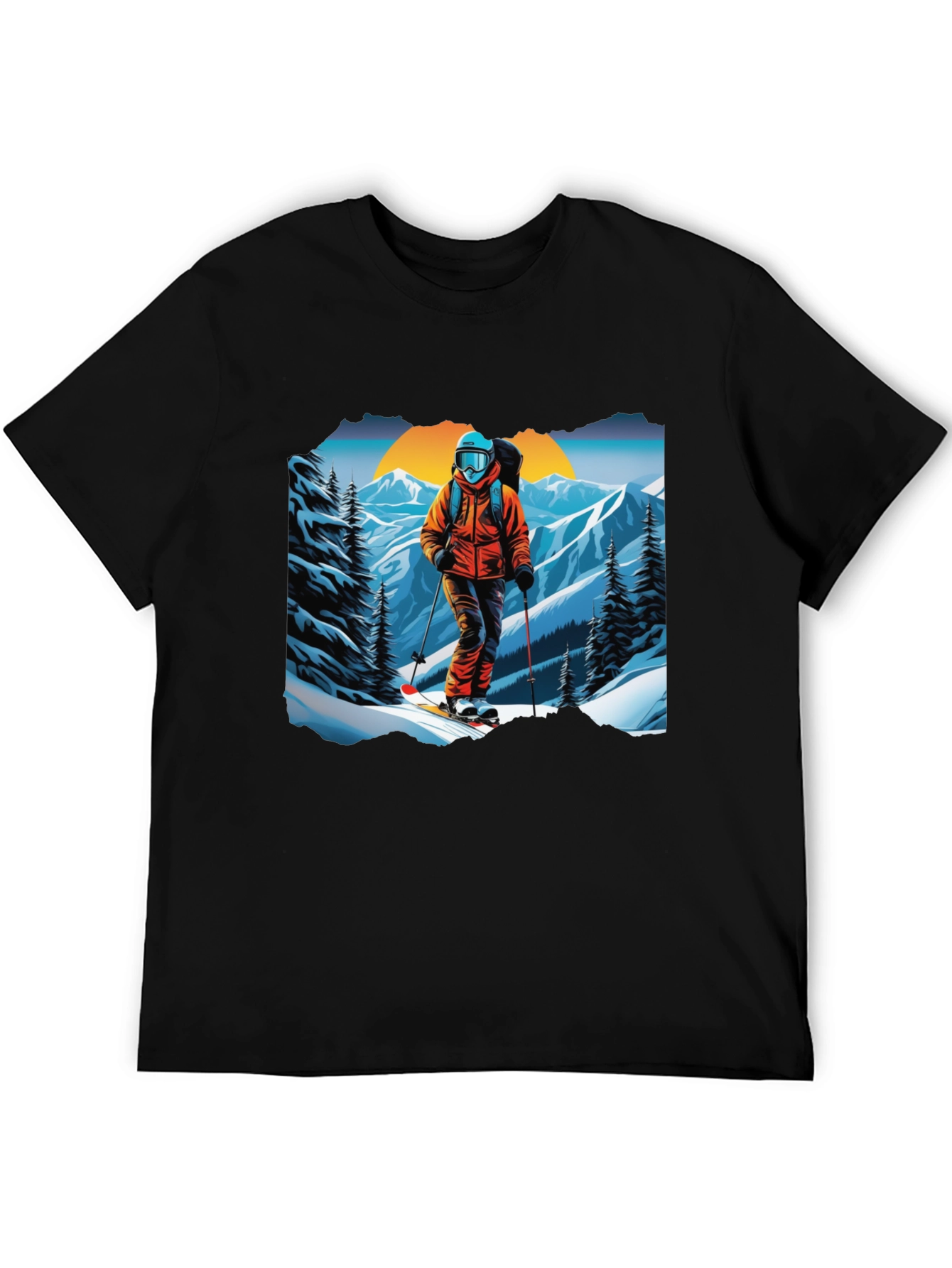 Black Ski Graphic Tee - Mountain Adventure Shirt view 5