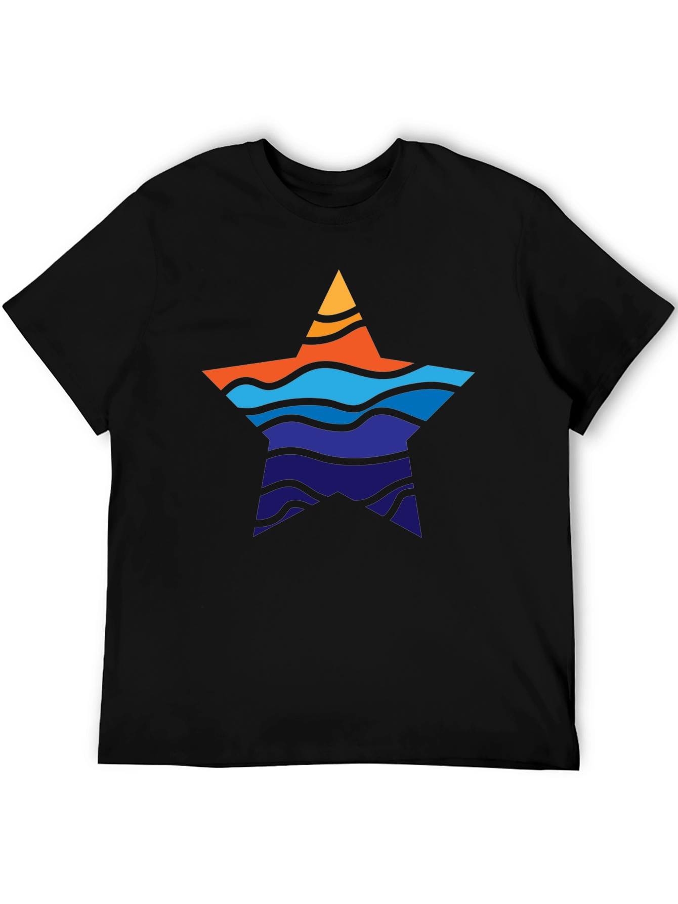 Black Star Wave Graphic Black T-Shirt view 5