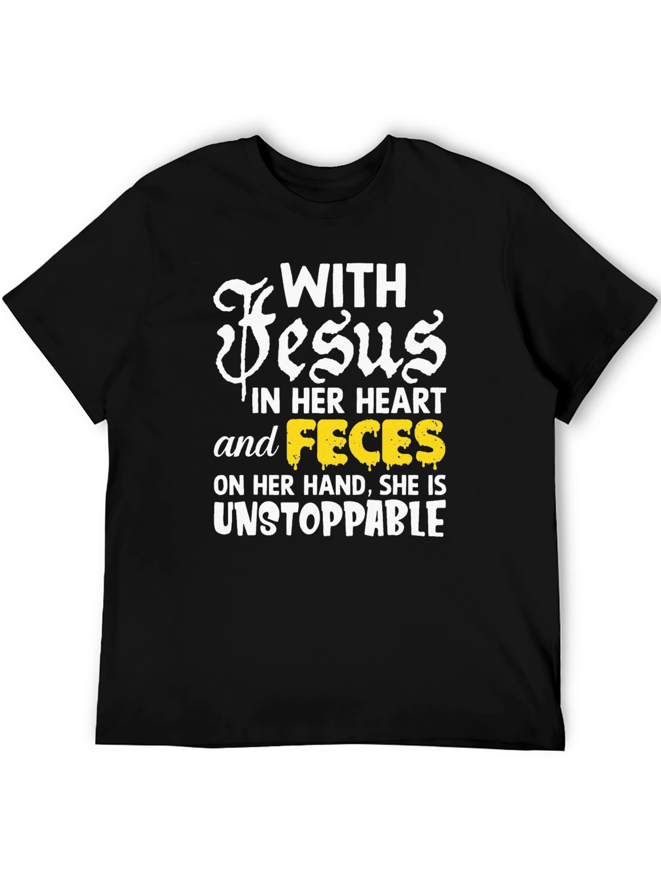 Black Funny Religious T-Shirt - With Jesus and Feces view 5