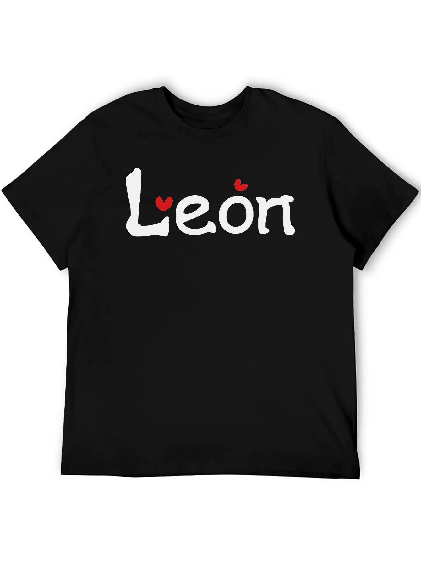 Black Leon Heart Graphic T-Shirt - Casual Crew Neck Tee view 5