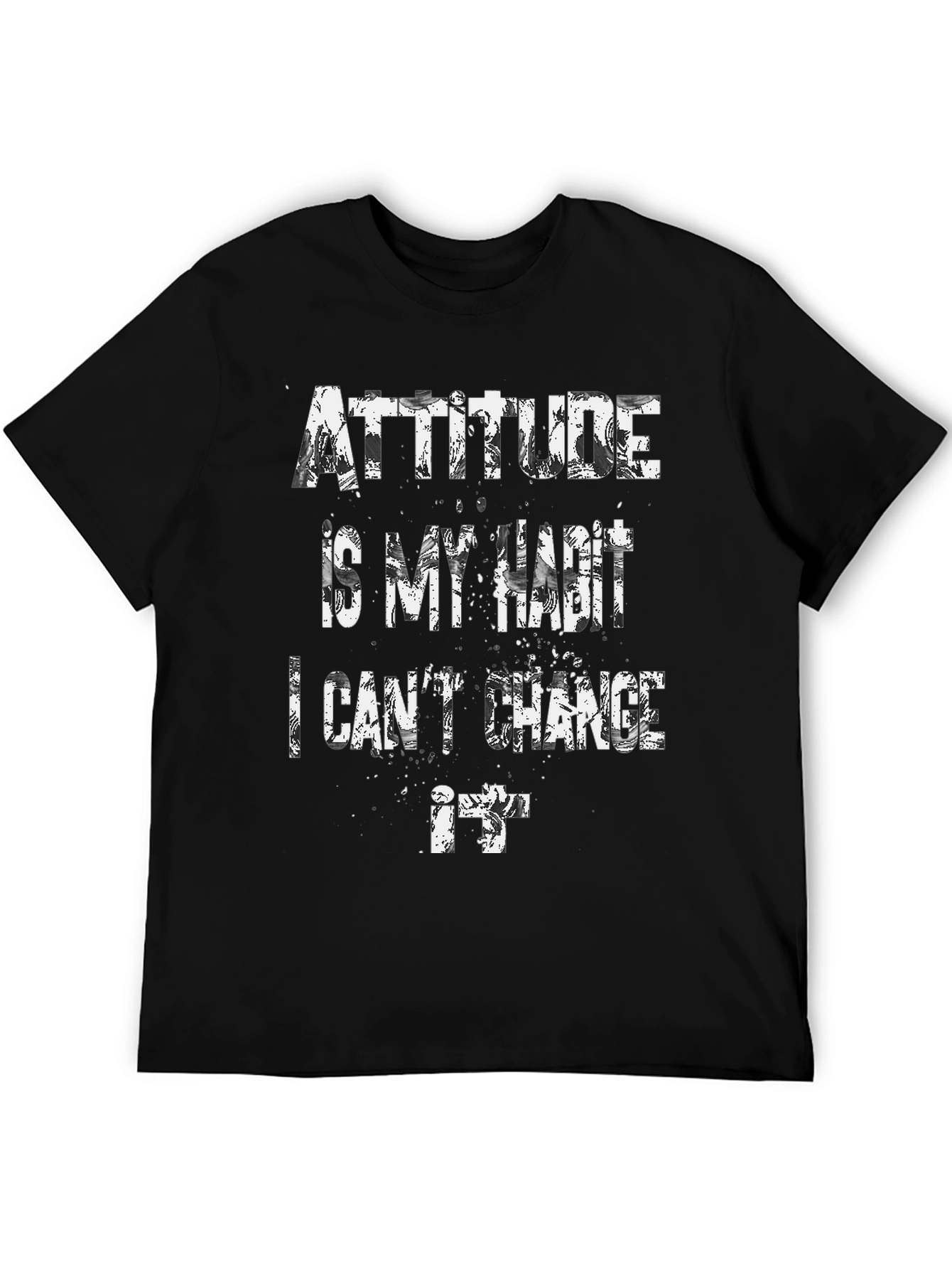 Black Attitude Is My Habit Graphic Tee - Men's Black T-Shirt view 5