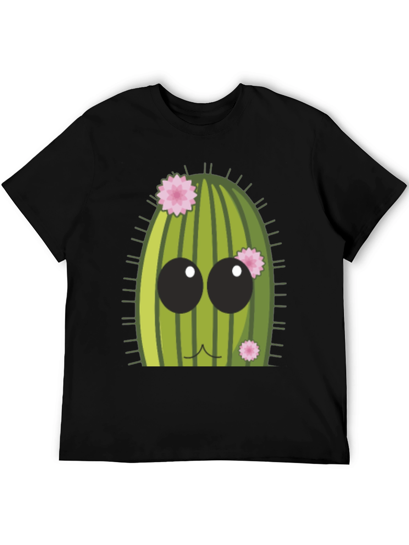 Black Cute Cactus Graphic Tee - Men's Black T-Shirt view 5