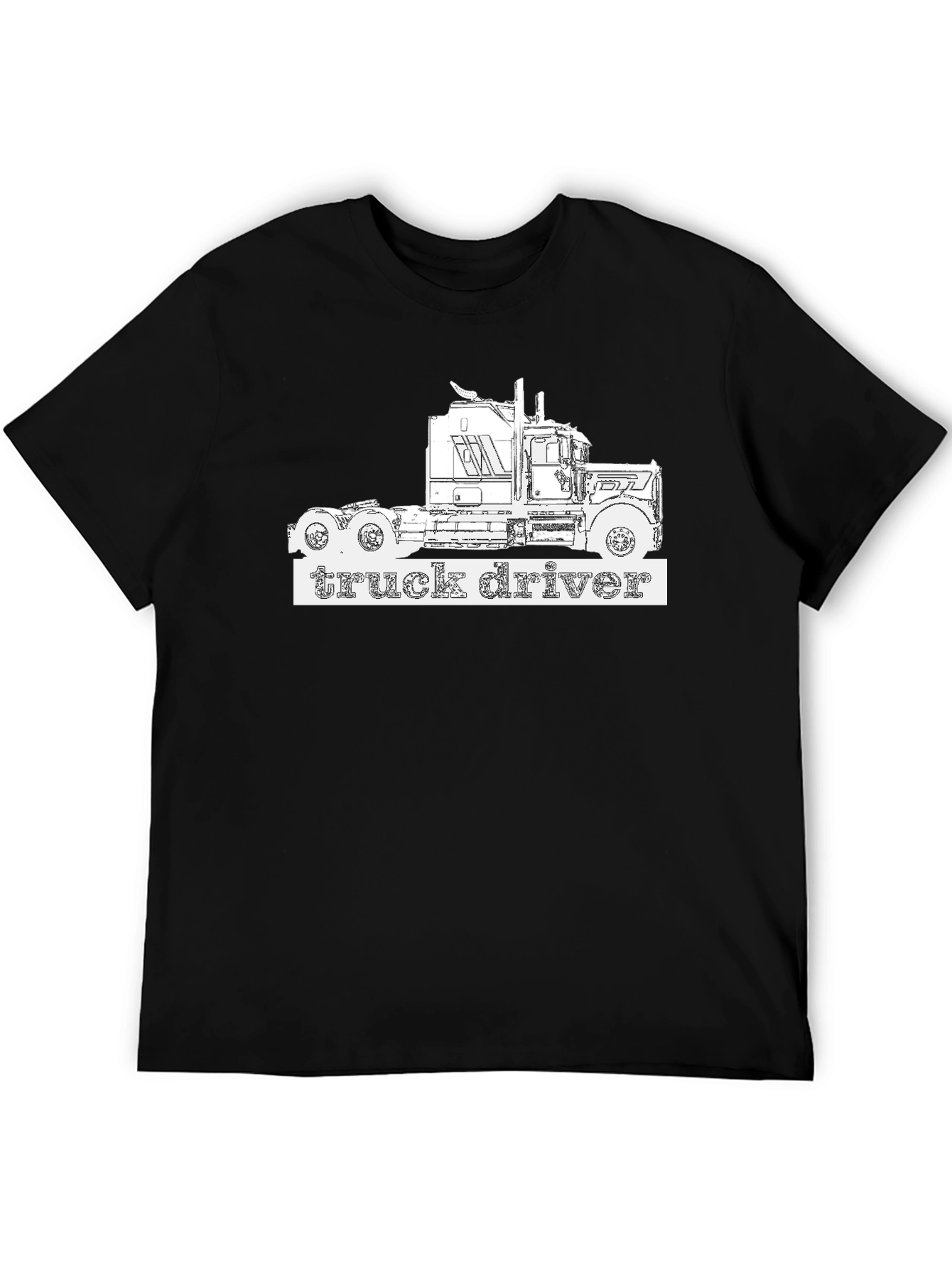 Black Truck Driver T-Shirt - Black Graphic Tee view 5