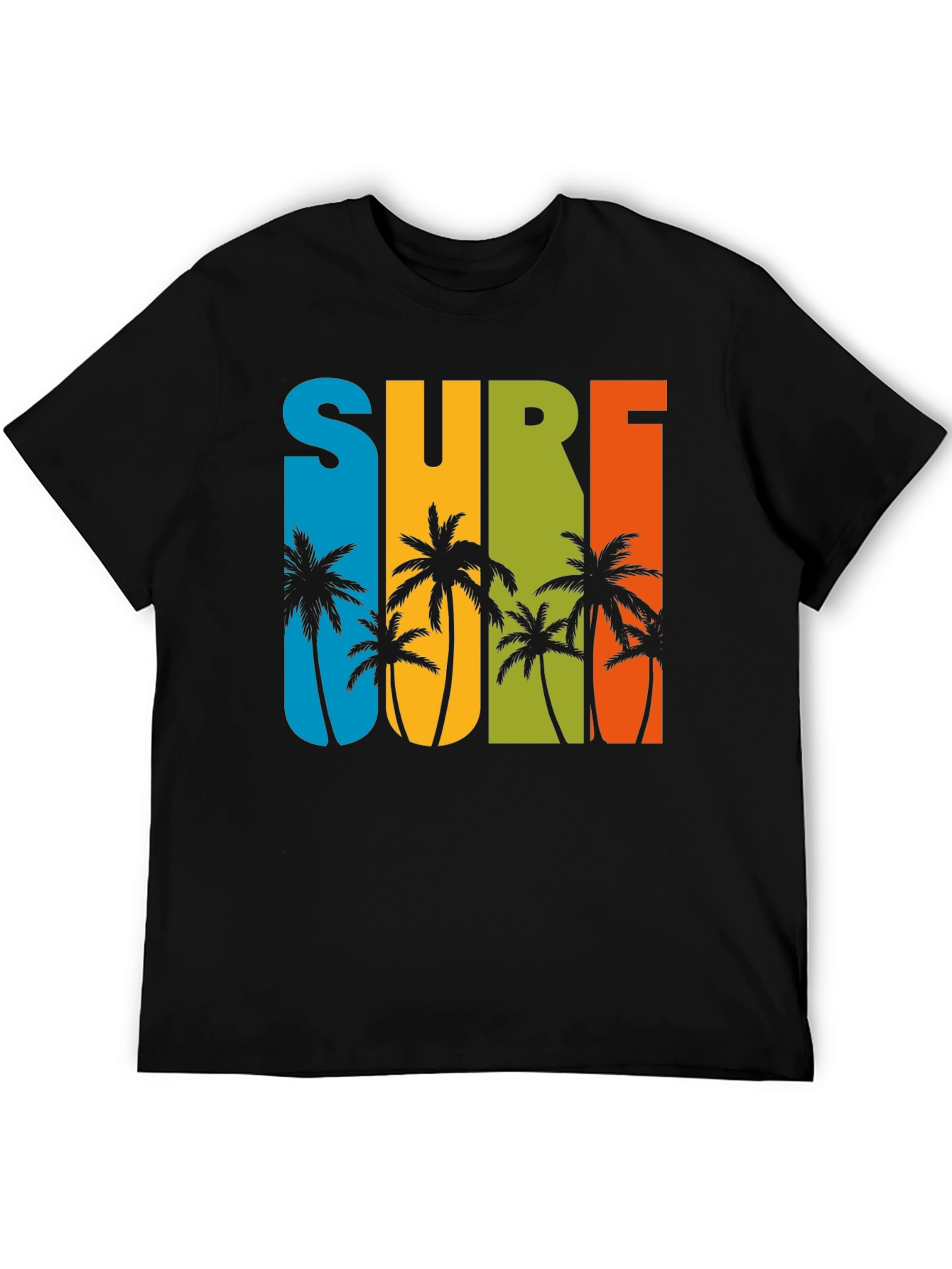 Black Surf Palm Tree Graphic T-Shirt - Retro Summer Style view 5