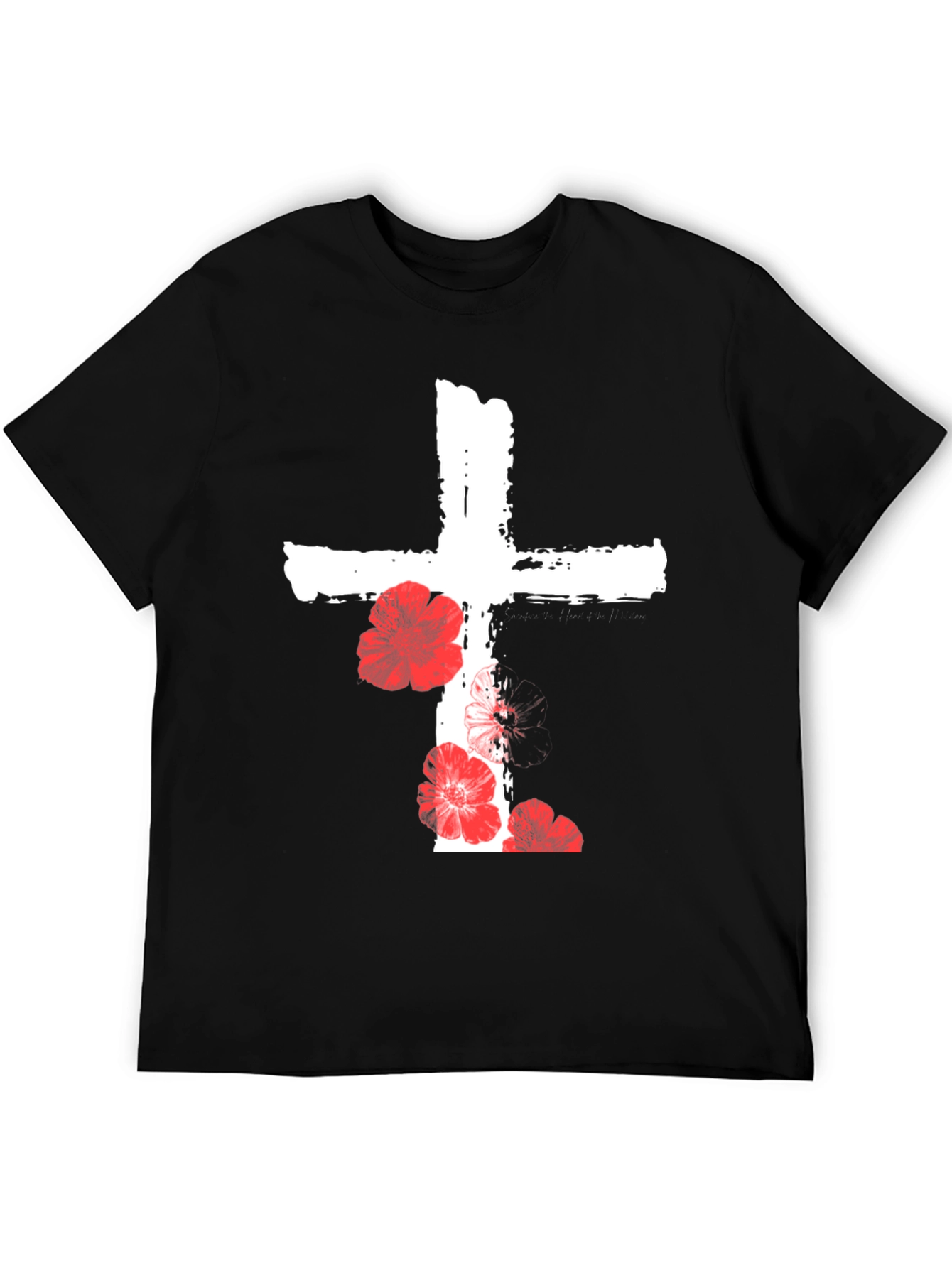 Black Floral Cross Graphic T-Shirt - Black view 5