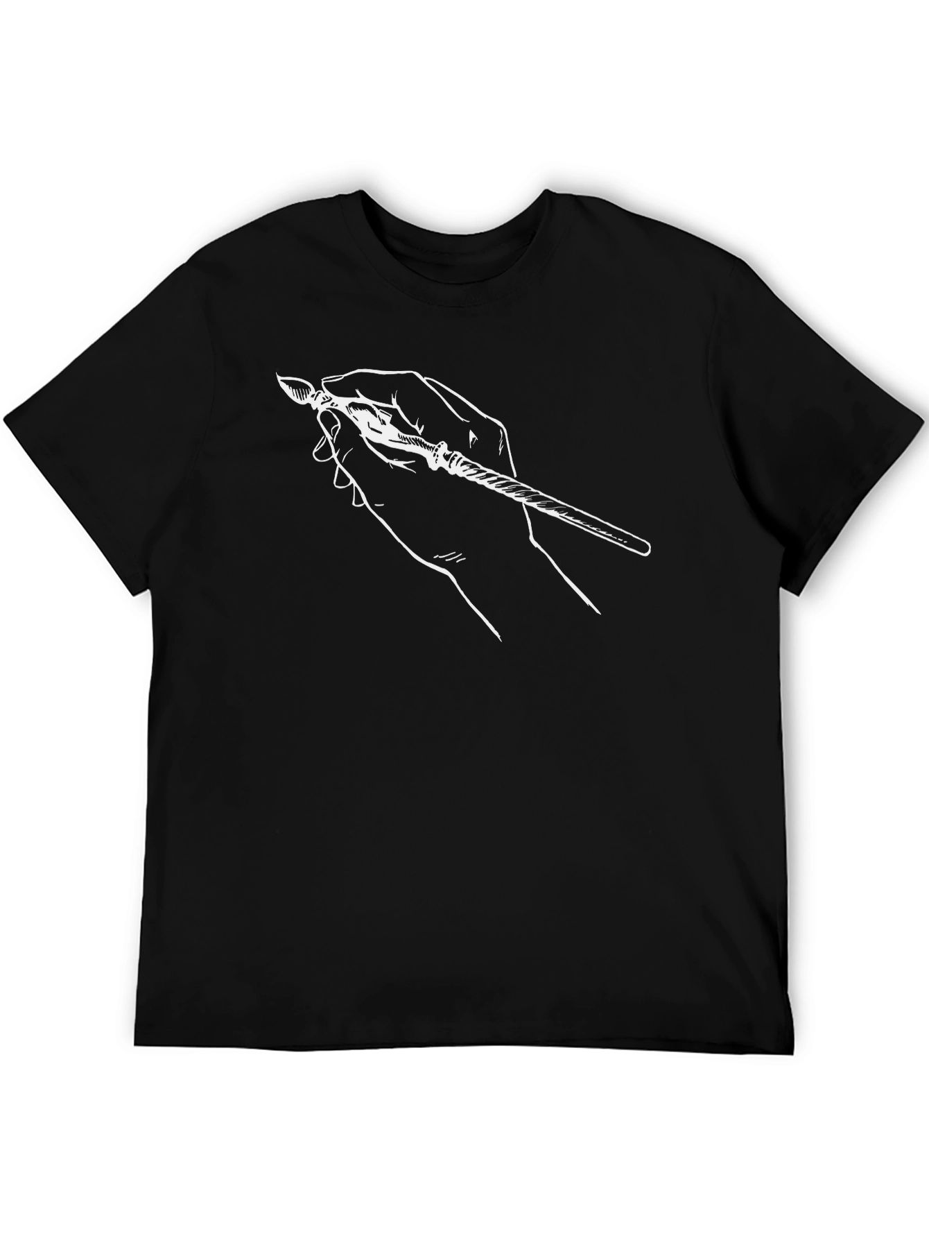 Black Unique Hand Drawn Pen Graphic Tee view 5
