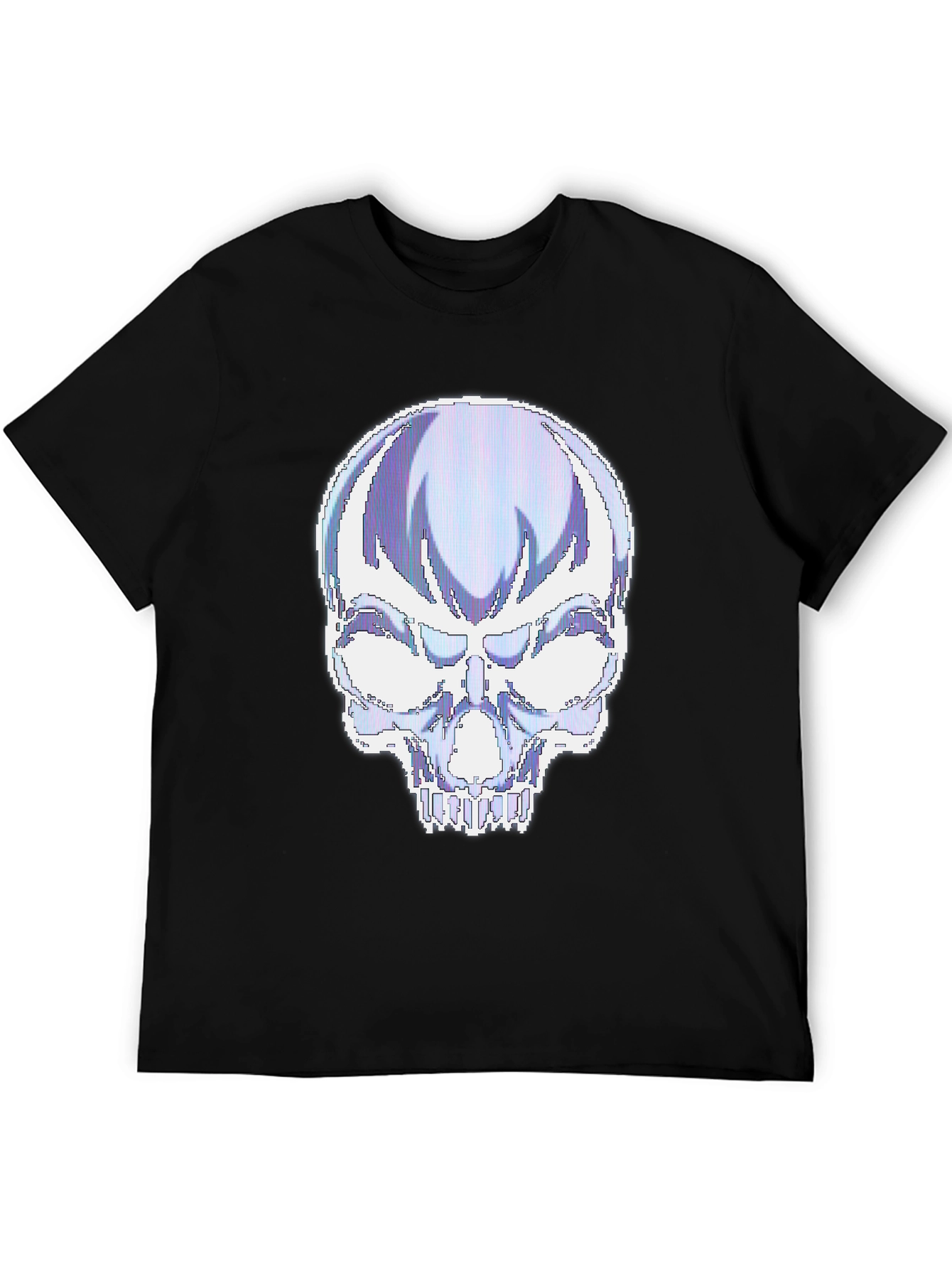 Black Pixelated Skull Graphic T-Shirt view 5
