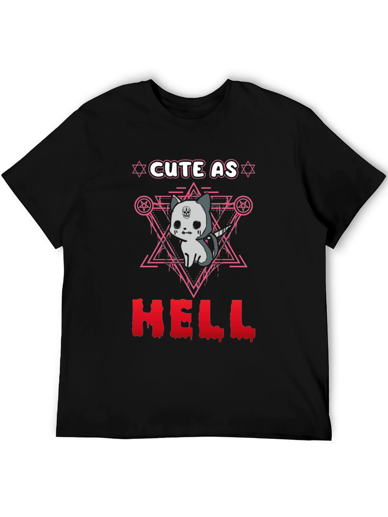 Black Cute as Hell T-Shirt Gothic Satanic Cat view 5