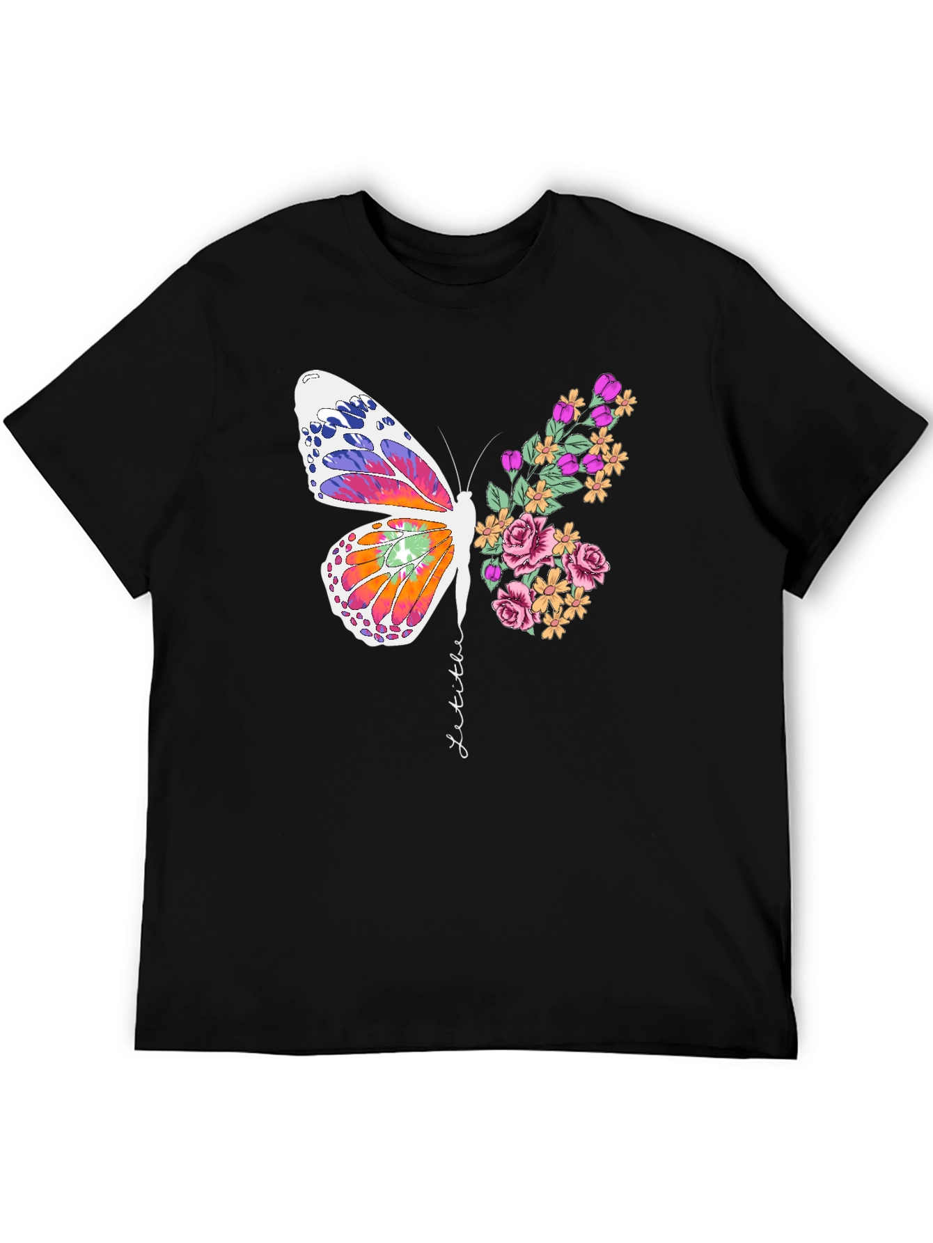 Black Butterfly Floral Graphic Tee - Unisex Cotton Blend view 5