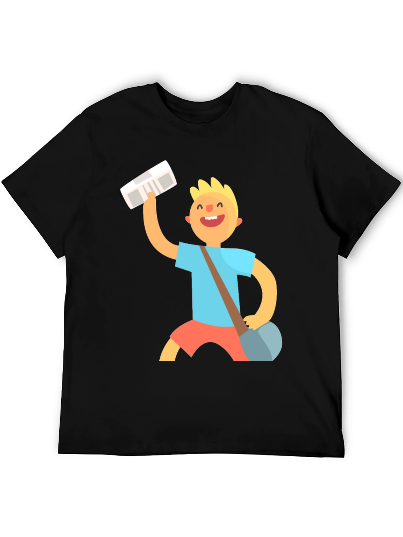 Black Cartoon Mailman Black T-Shirt view 5