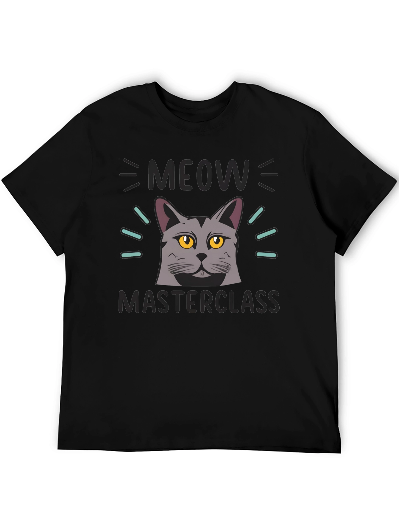 Black Meow Masterclass Cat Graphic Black T-Shirt view 5