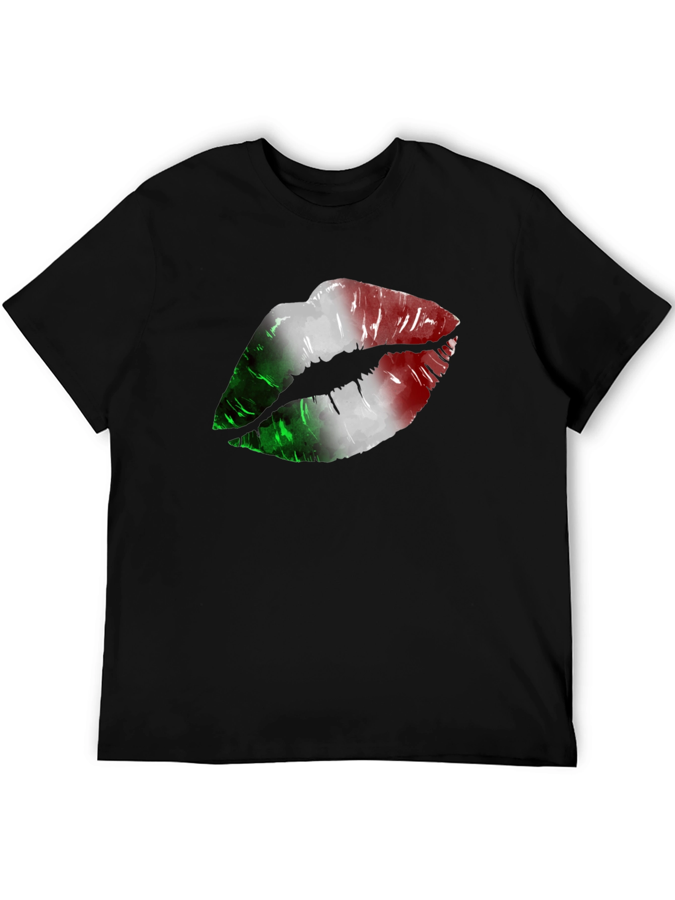 Black Italian Flag Lips Graphic T-Shirt view 5