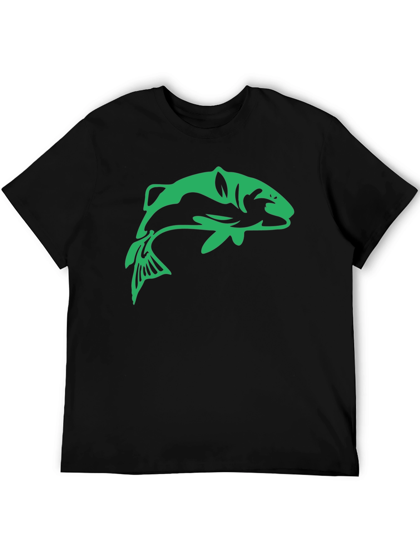 Black Bass Fish Graphic Tee - Black Casual T-Shirt view 5