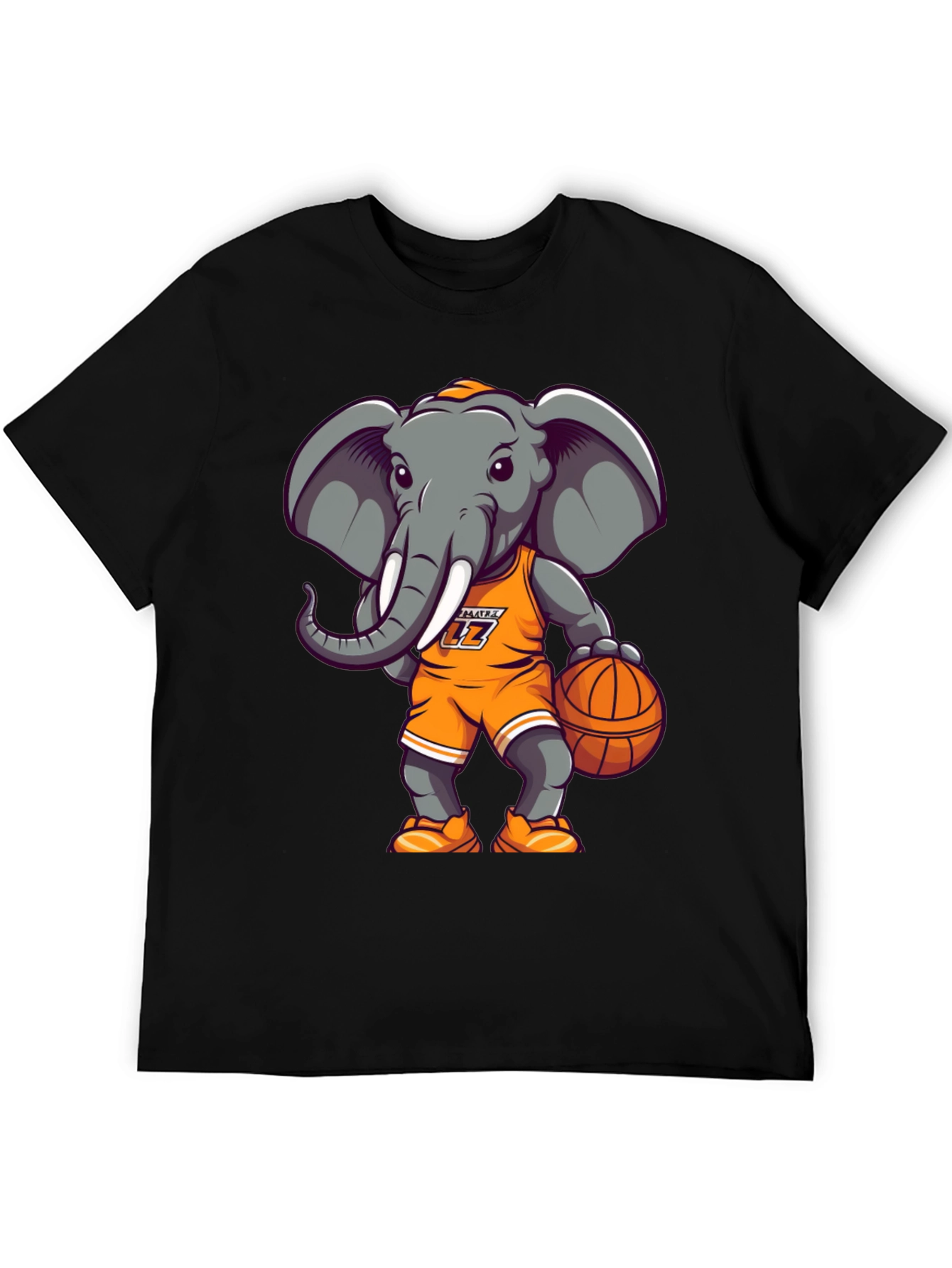 Black Cartoon Elephant Basketball T-Shirt view 5