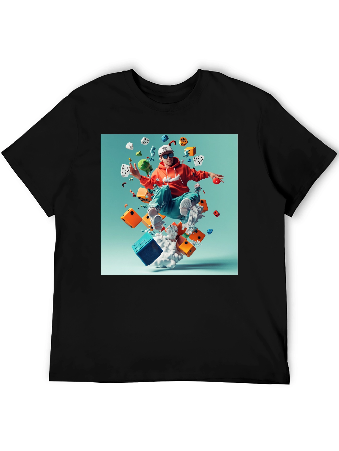 Artistic Dice Graphic Tee - Casual Cotton T-Shirt - 5