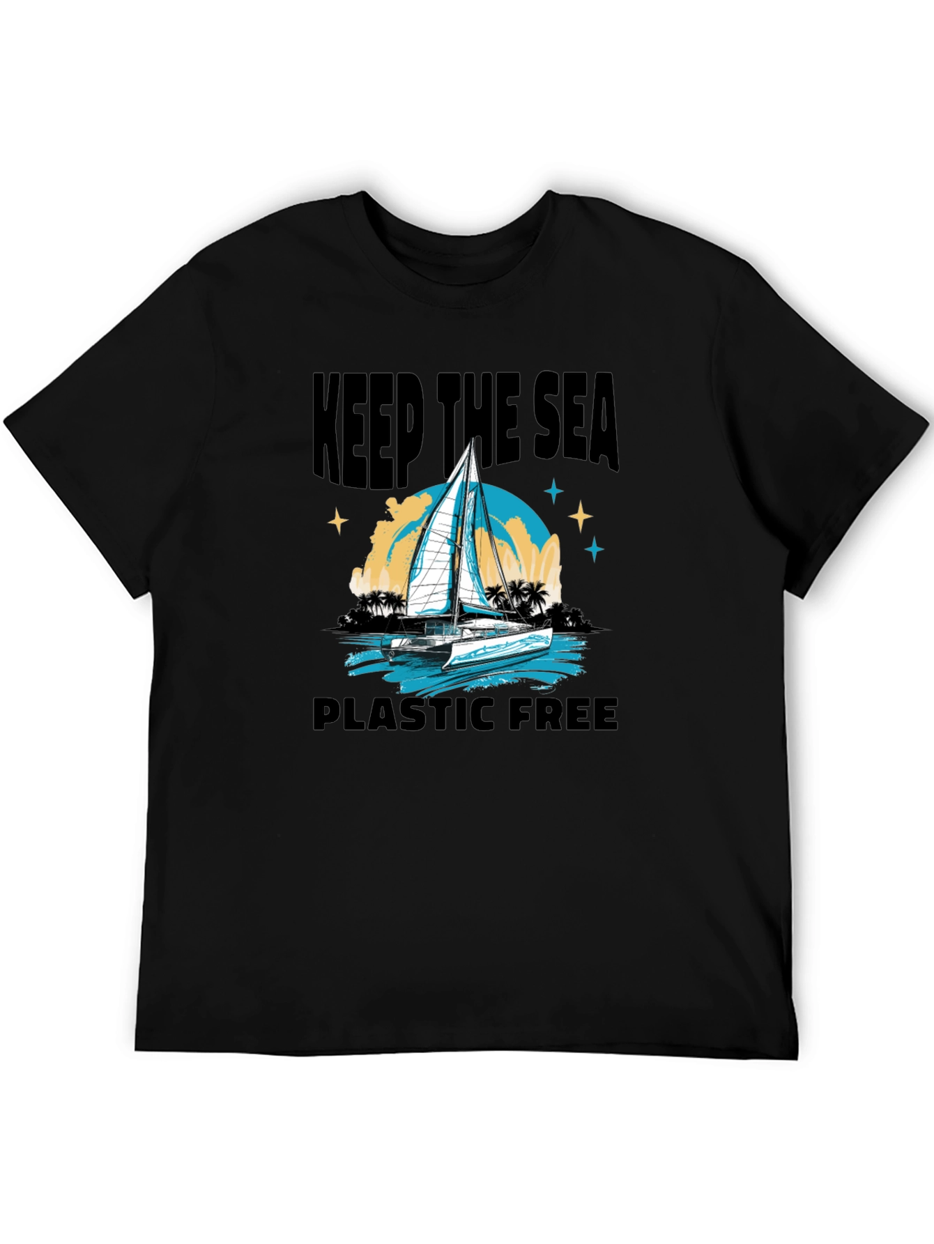 Black Keep The Sea Plastic Free Black T-Shirt view 5