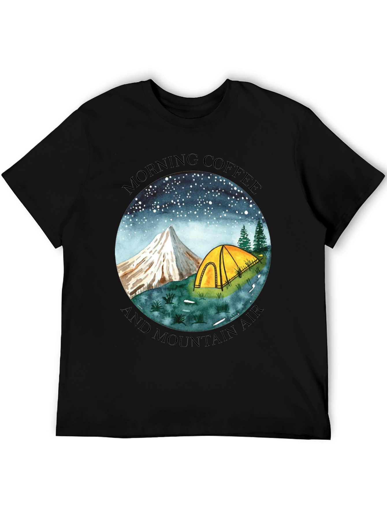 Black Morning Coffee & Mountain Air Graphic Tee view 5