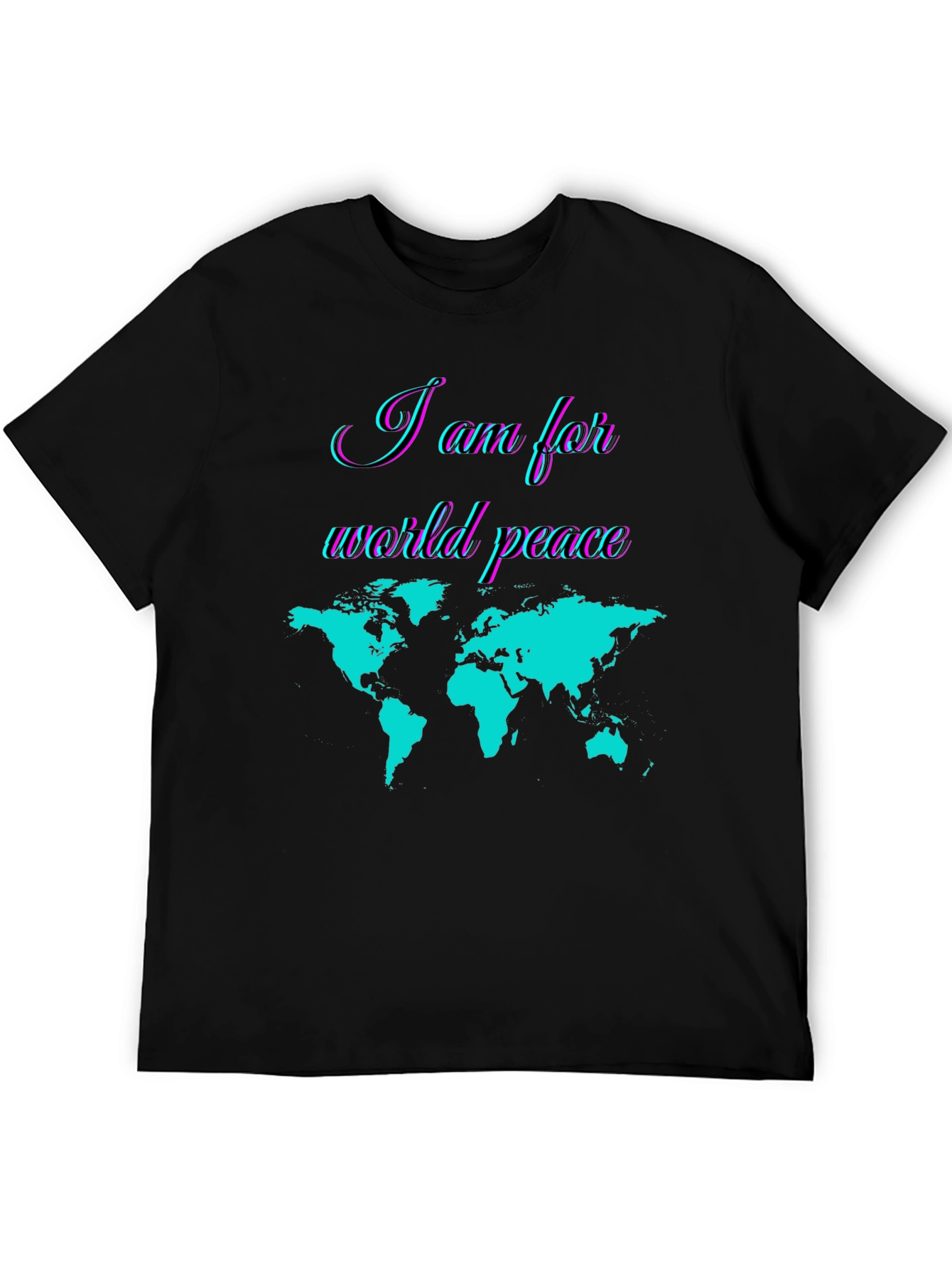 Black World Peace Graphic T-Shirt - Stylish Global Unity Design view 5