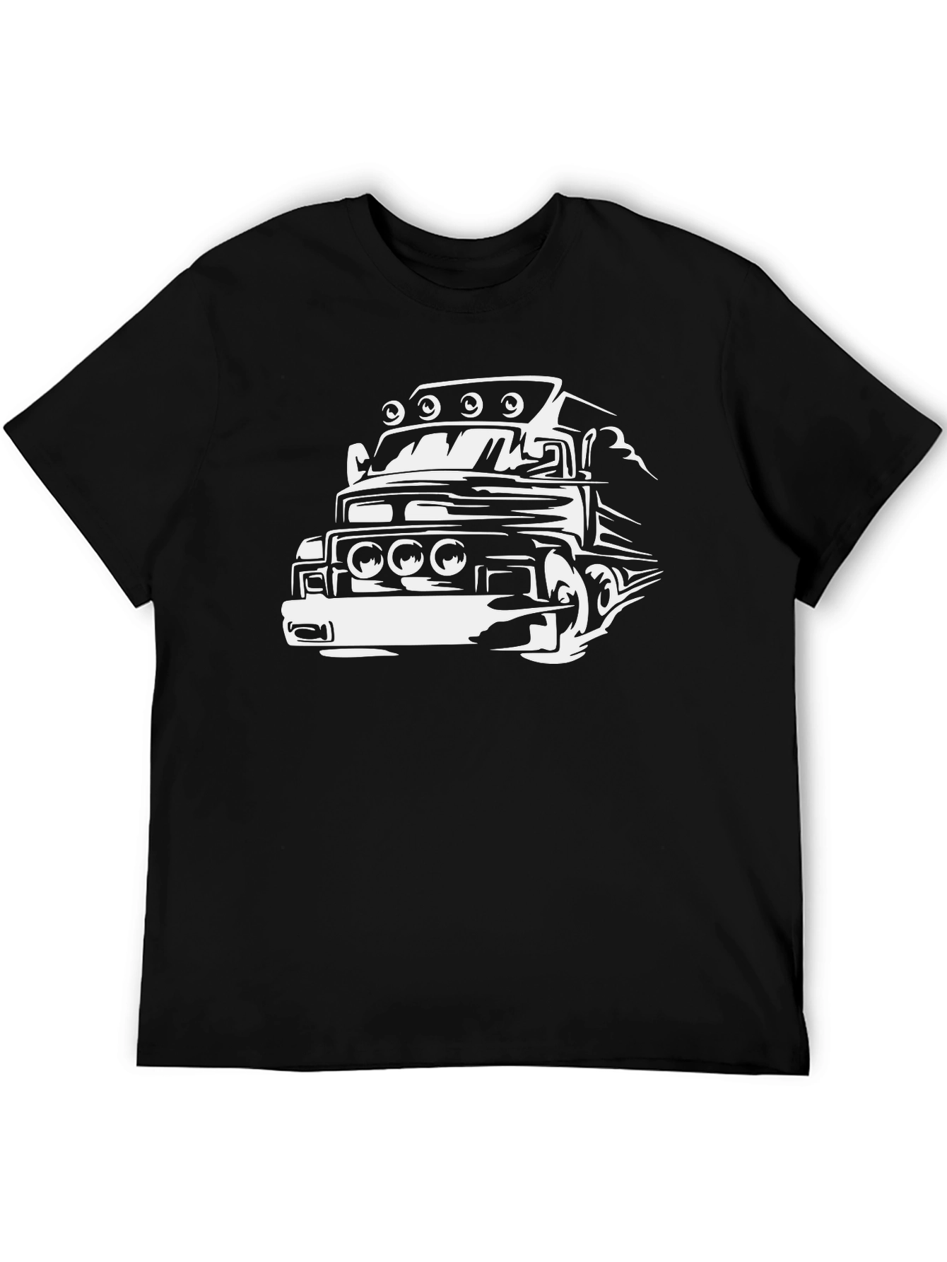 Black Truck Graphic Tee - Bold Black Cotton Blend view 5
