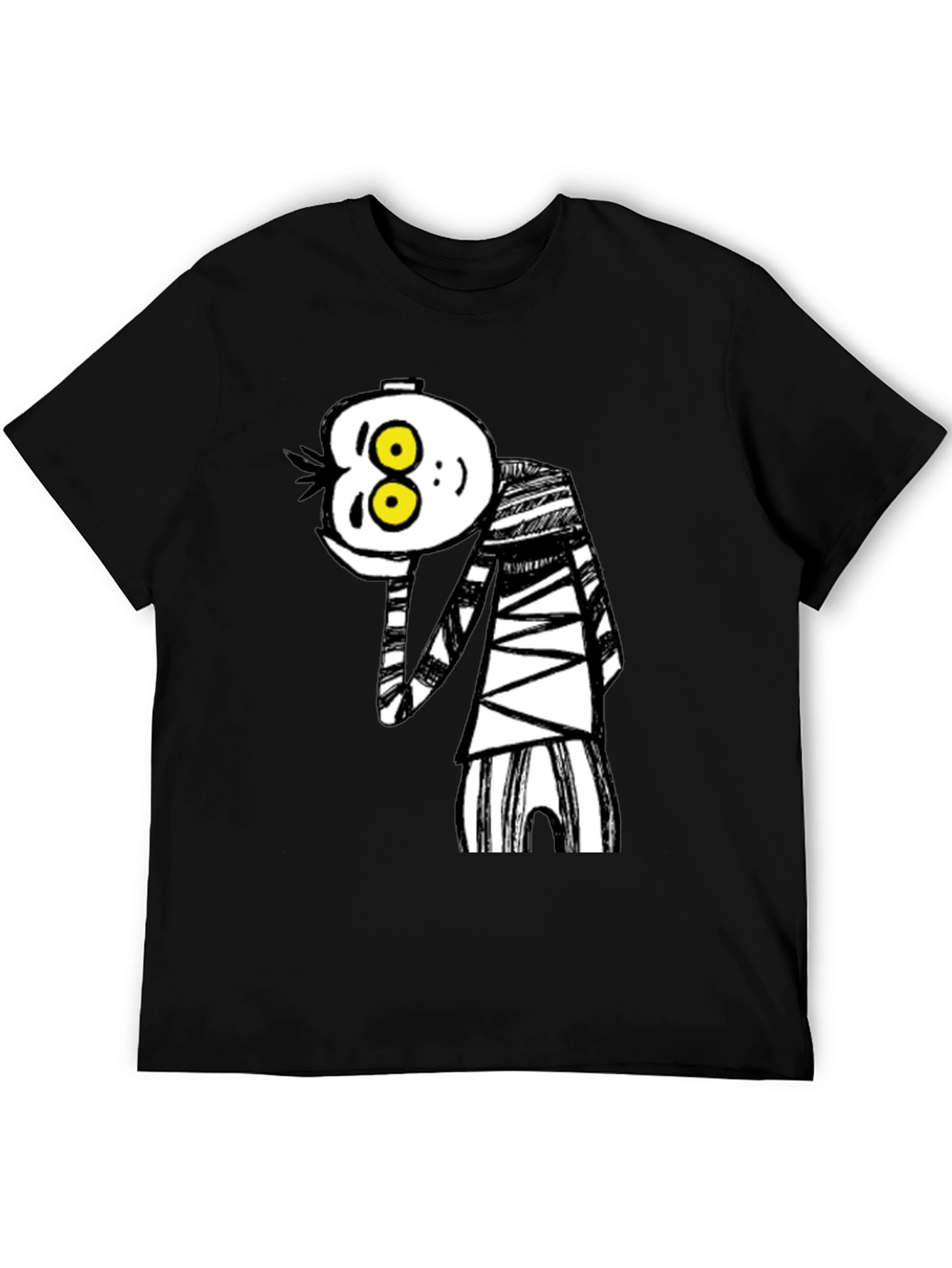 Black Whimsical Cartoon Character Graphic T-Shirt view 5