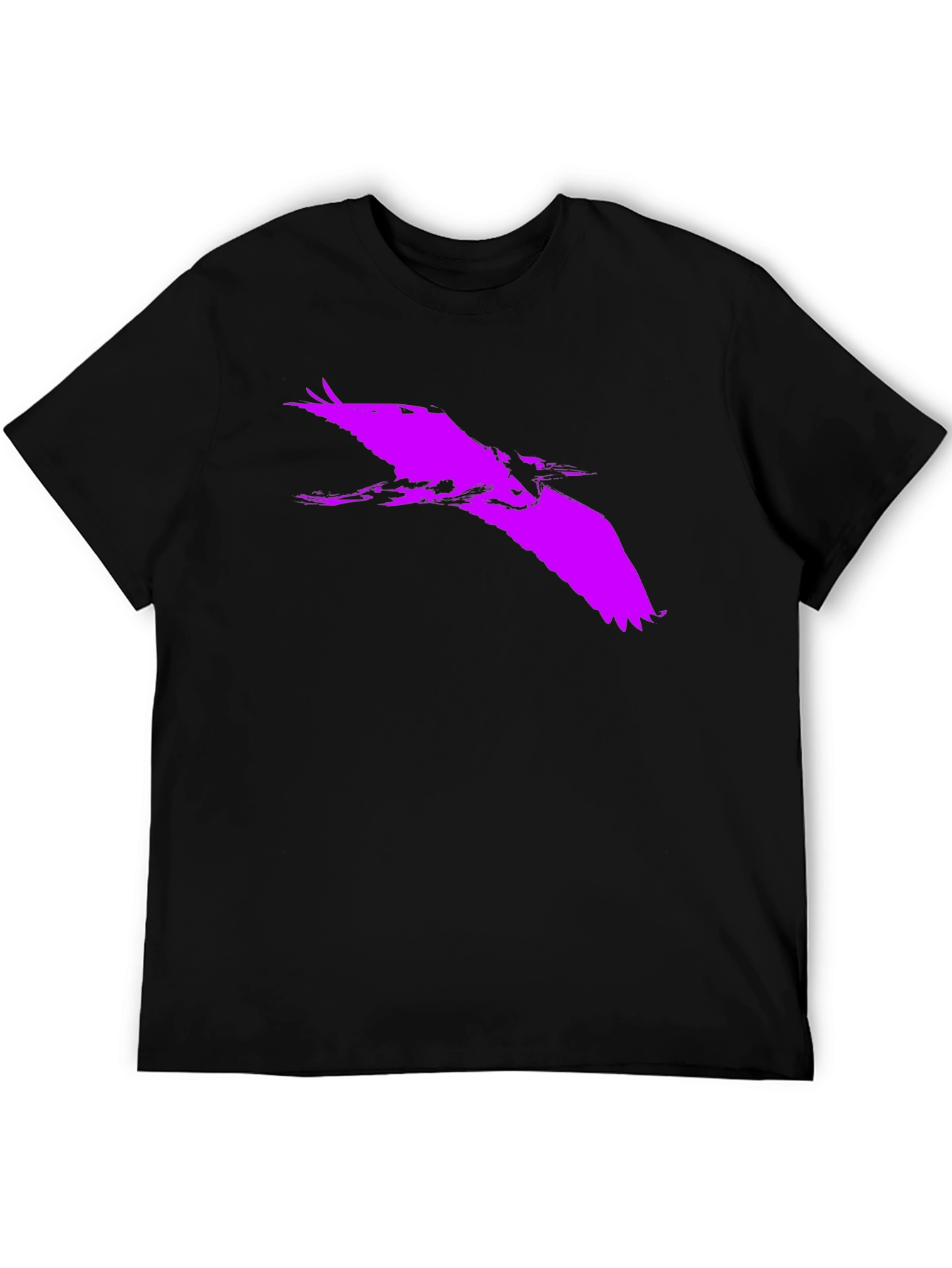 Black Bold Purple Heron Silhouette on Black Tee view 5