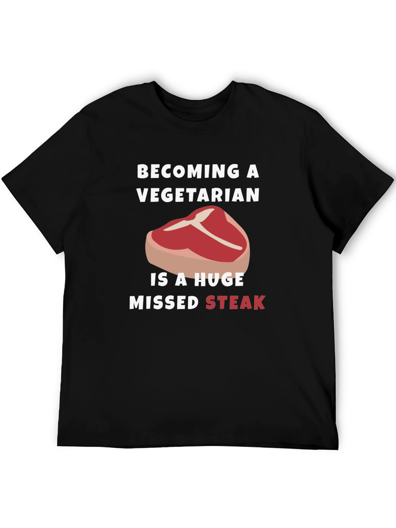 Black Becoming Vegetarian Missed Steak Funny Graphic Tee view 5