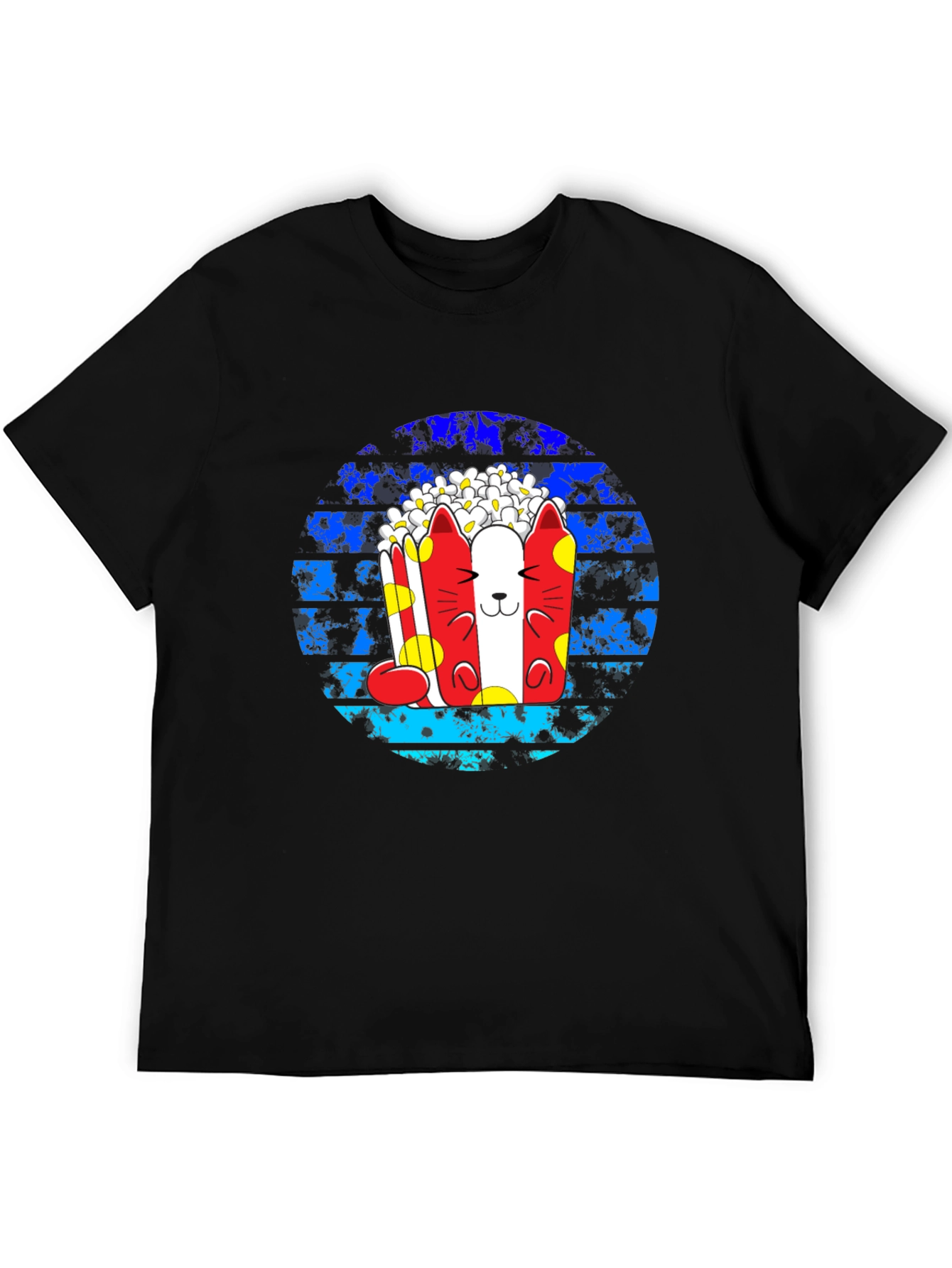 Black Popcorn Cat Graphic T-Shirt - Unique Design view 5