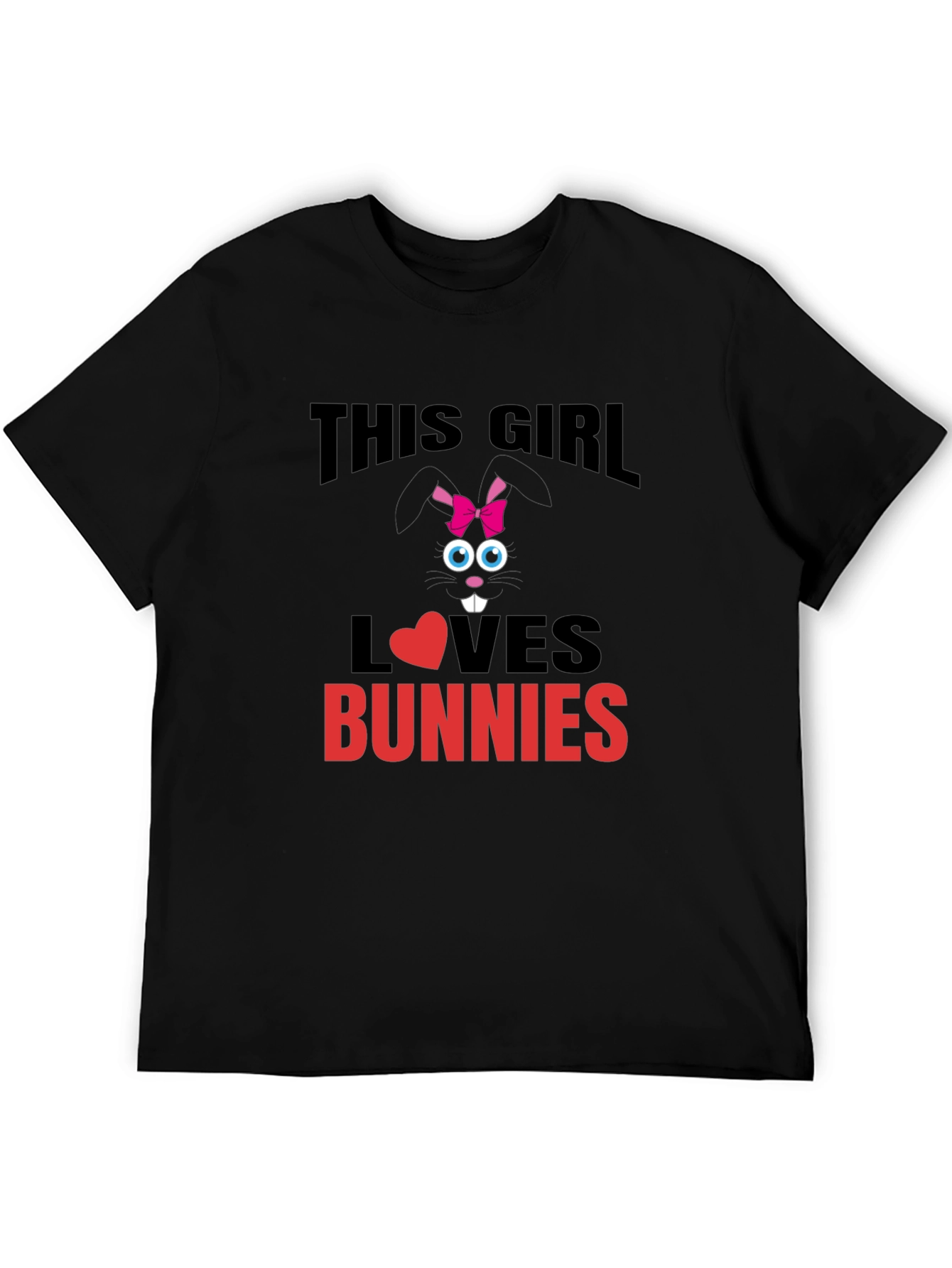 Black This Girl Loves Bunnies T-Shirt - Black Cotton Tee view 5