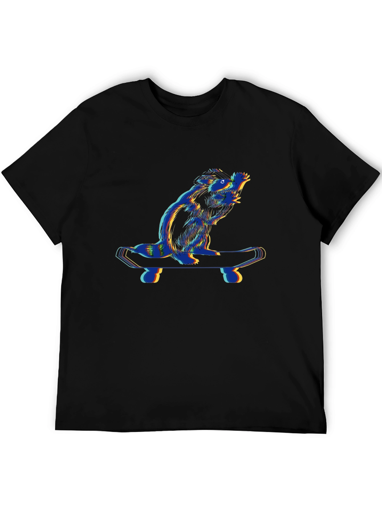 Black Cool Beaver Skateboarder Black T-Shirt view 5