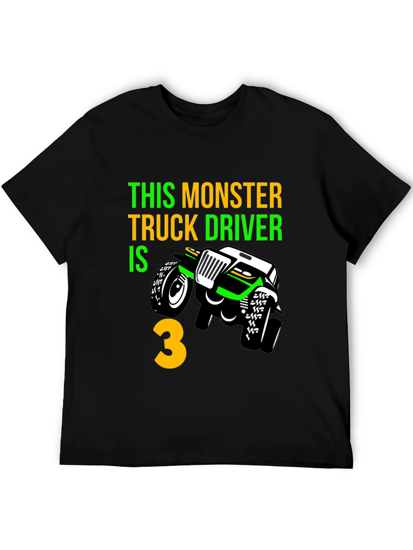 Black Monster Truck 3rd Birthday T-Shirt view 5