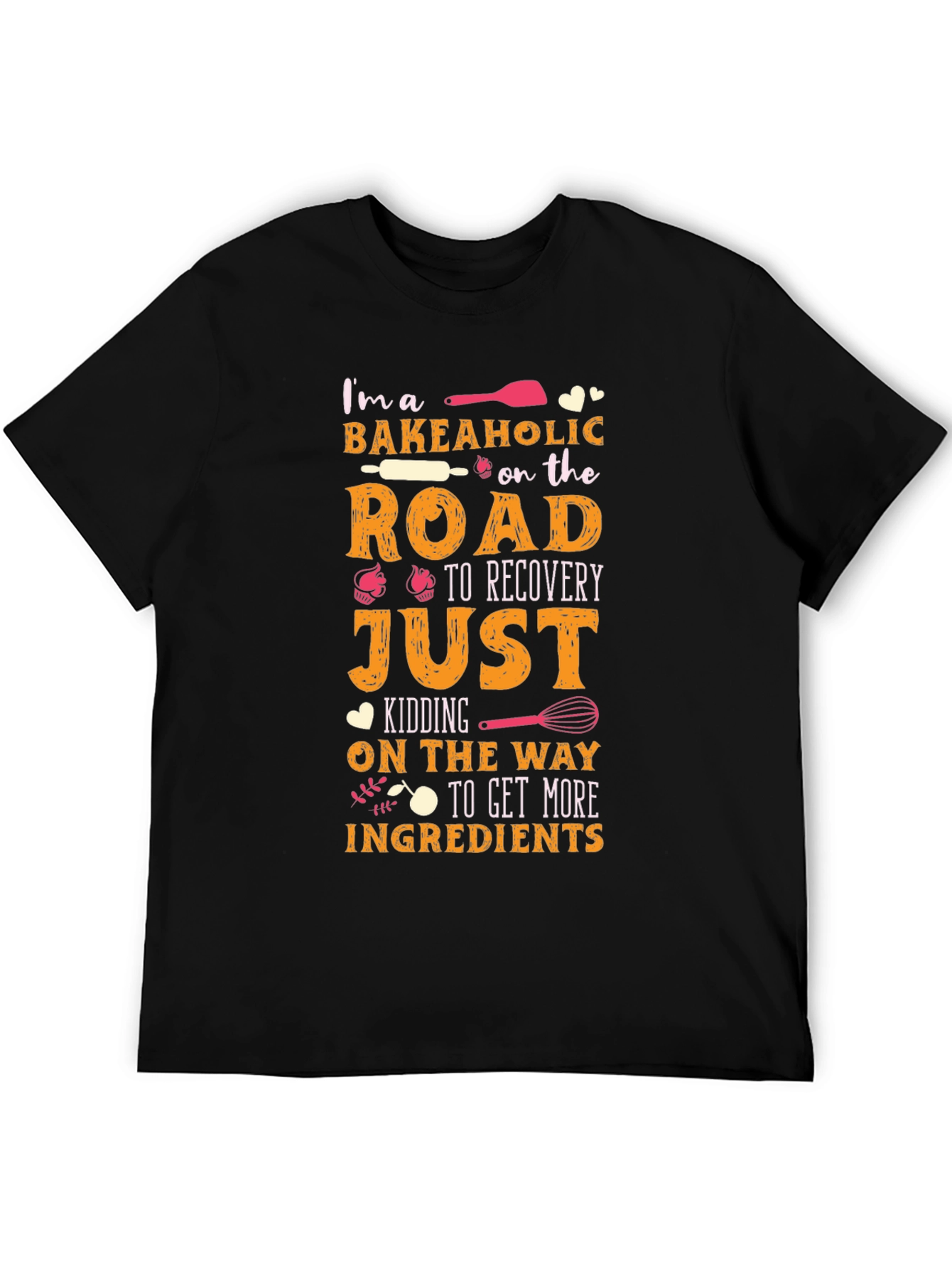 Black Bakeaholic T-Shirt - Funny Baking Lover Tee view 5