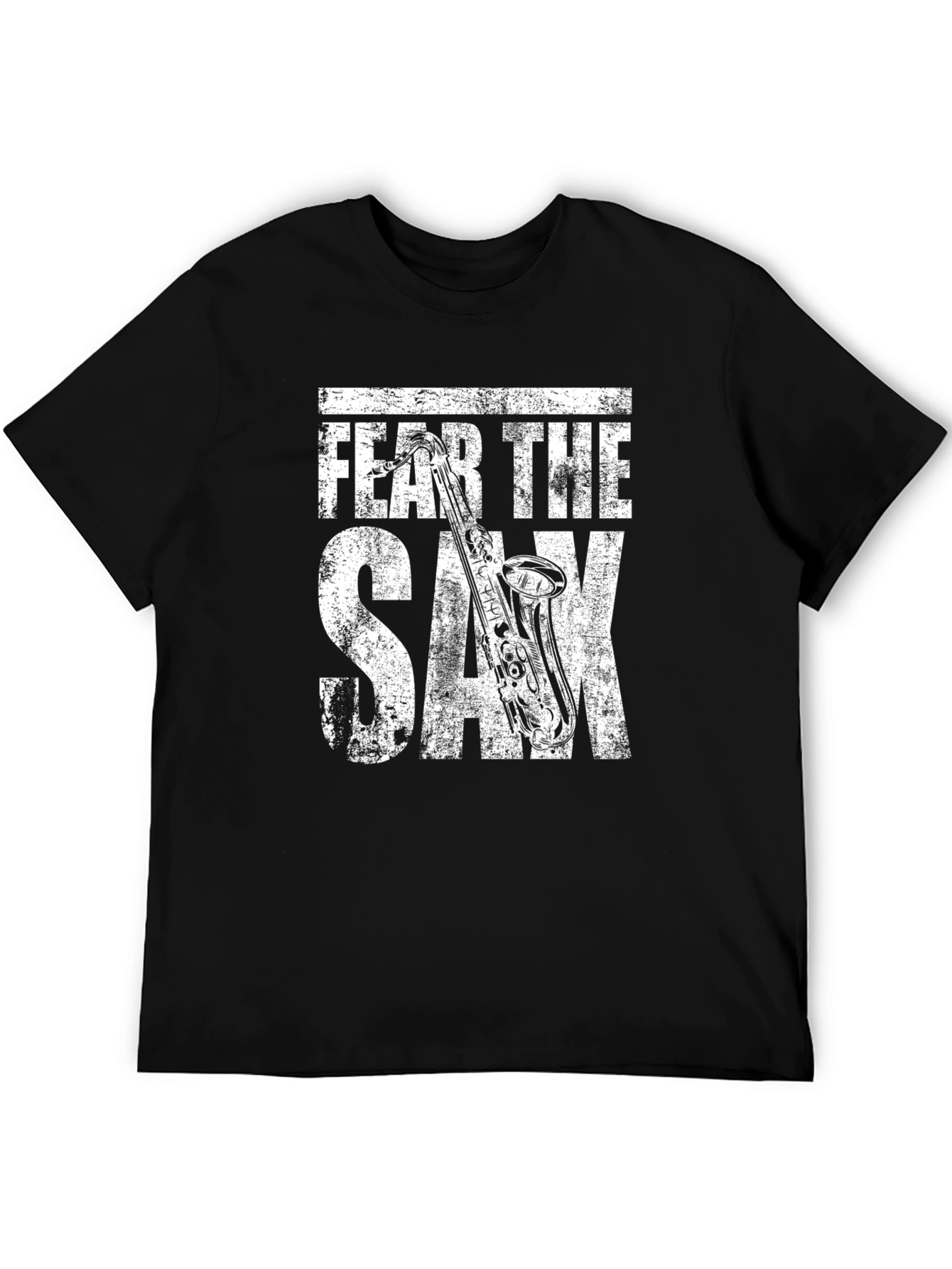 Black Fear the Sax T-Shirt - Musician's Graphic Tee view 5