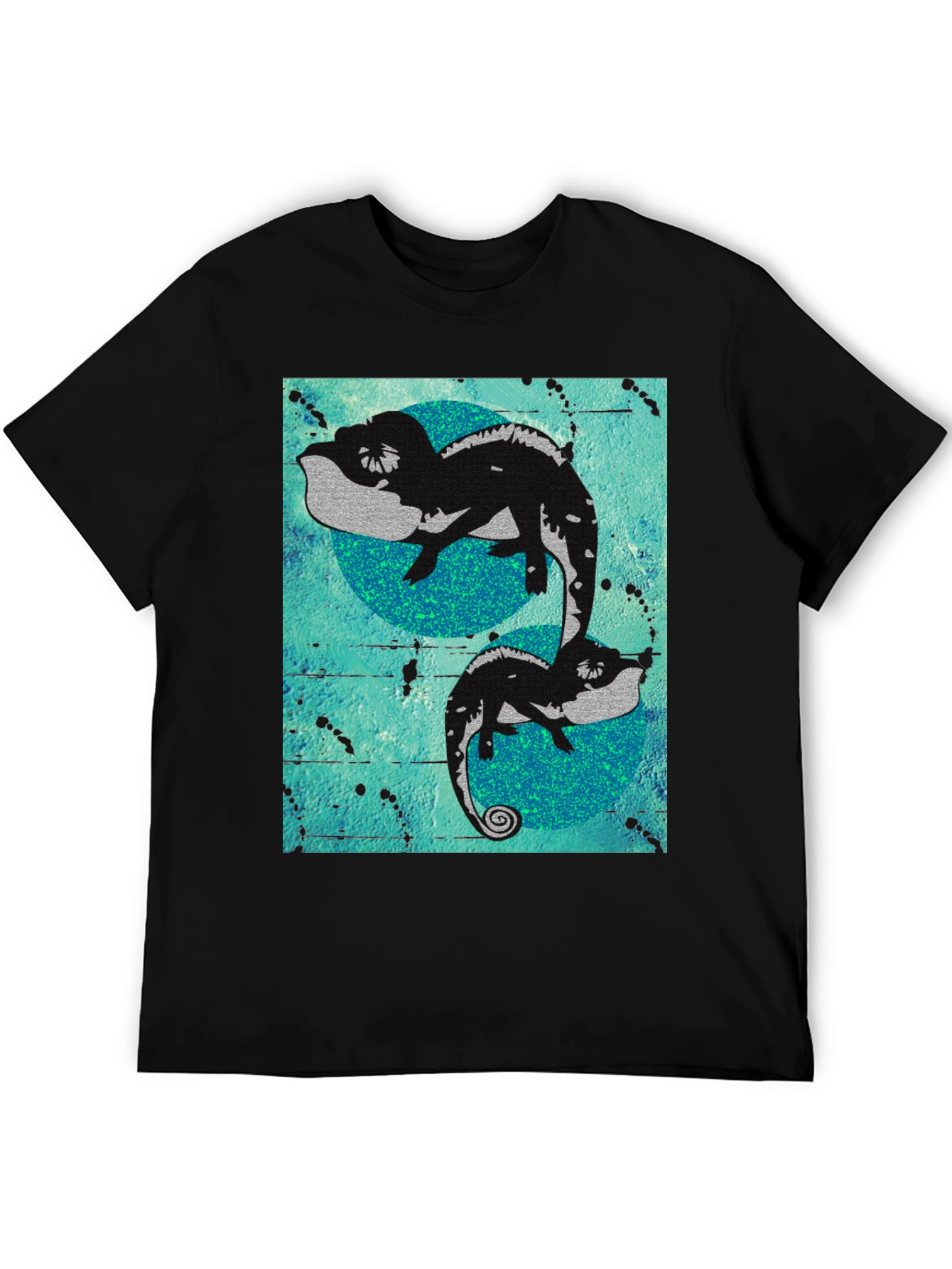 Black Chameleon Graphic Print Black T-Shirt view 5