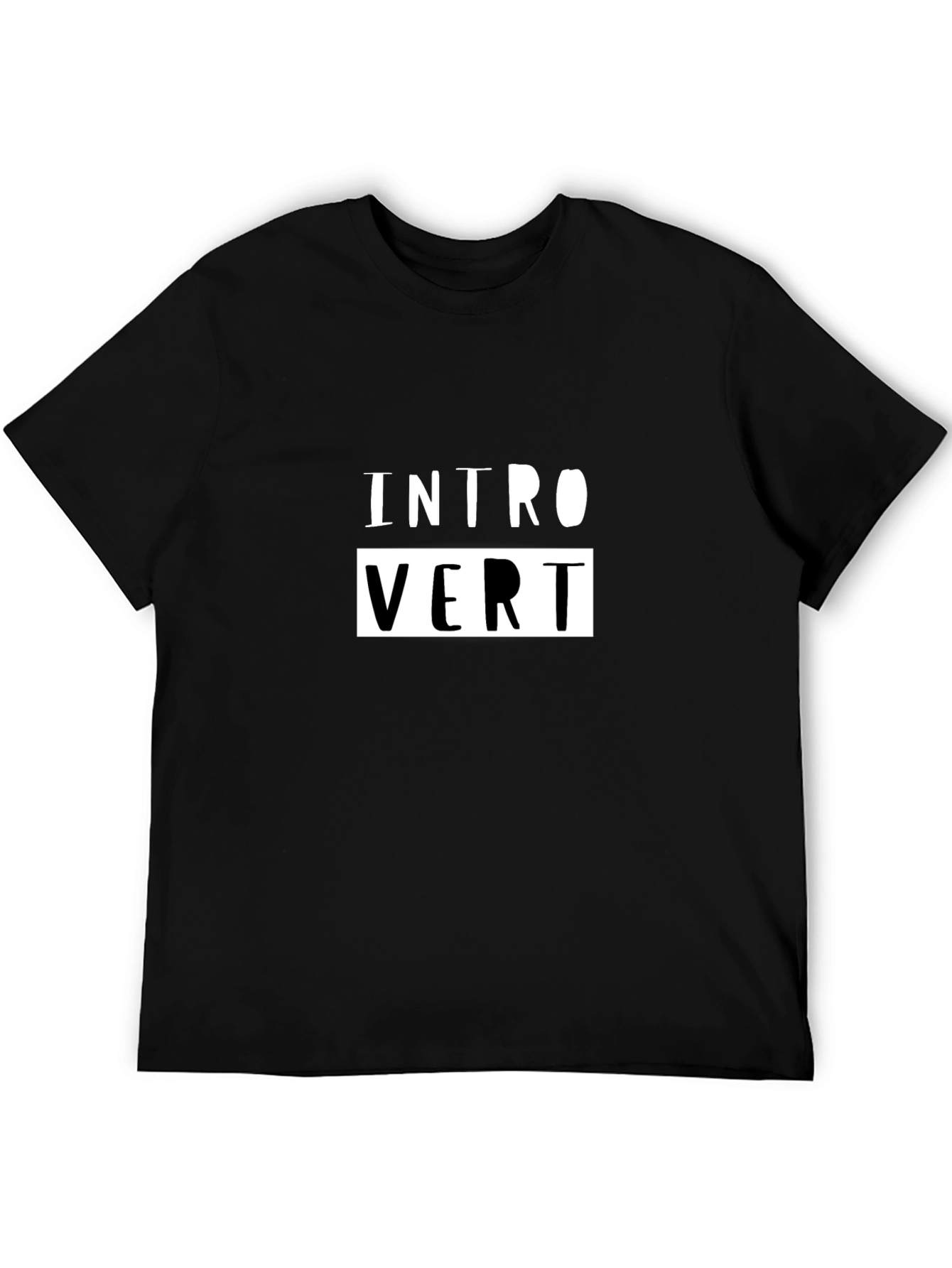 Black Introvert Graphic T-Shirt - Black Cotton Tee view 5