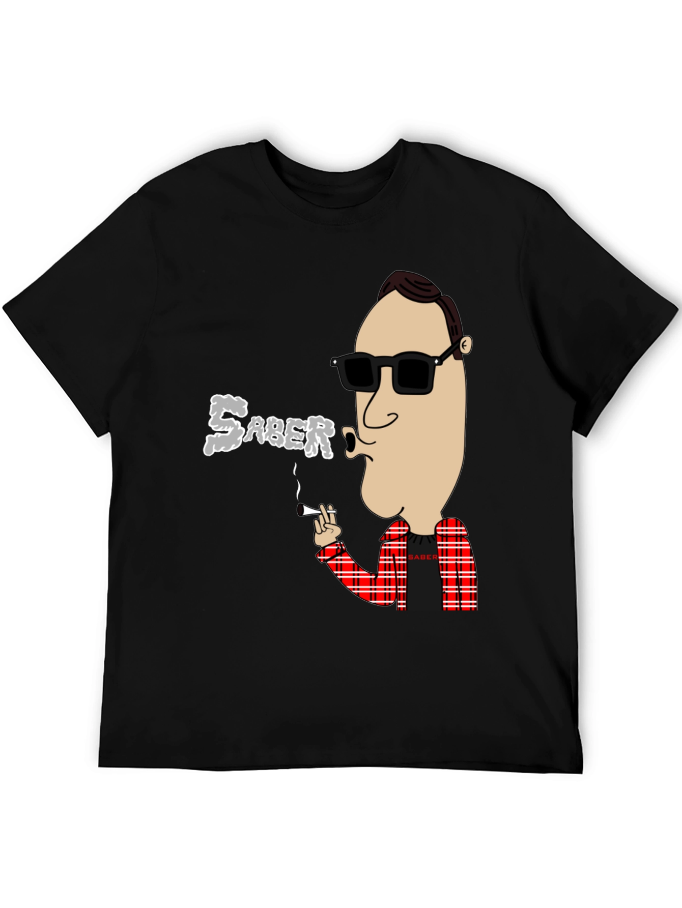 Black Saber Smoking Cartoon T-Shirt view 5