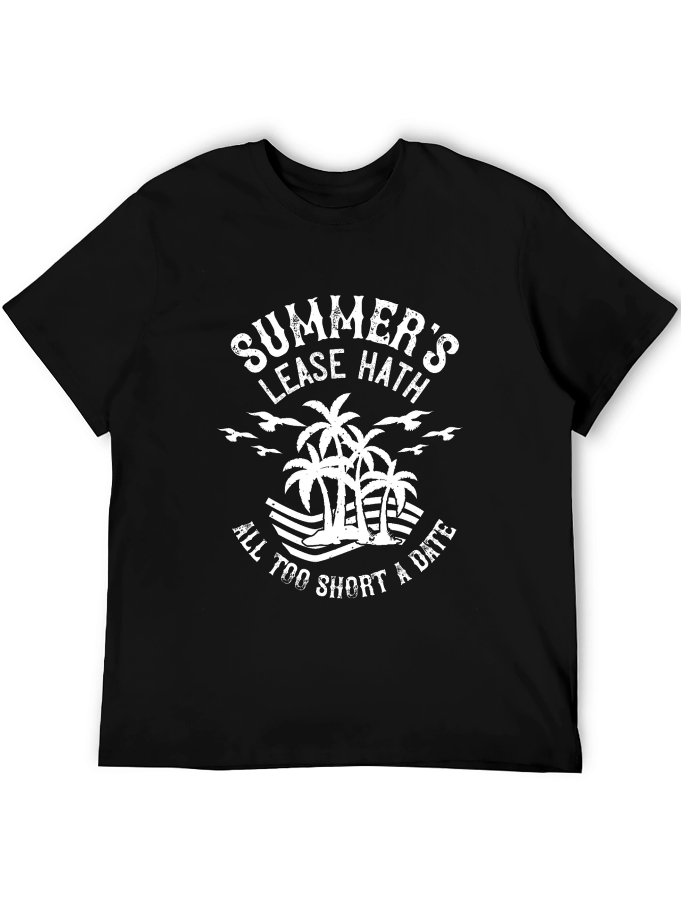 Black Summer's Lease T-Shirt: Beach Vibes, Palm Trees view 5