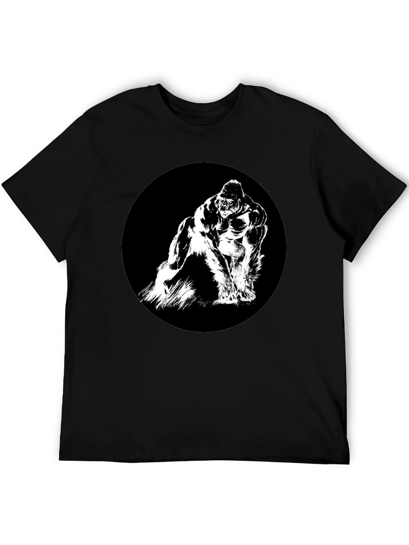 Black Gorilla Graphic Tee - Black Crew Neck T-Shirt view 5