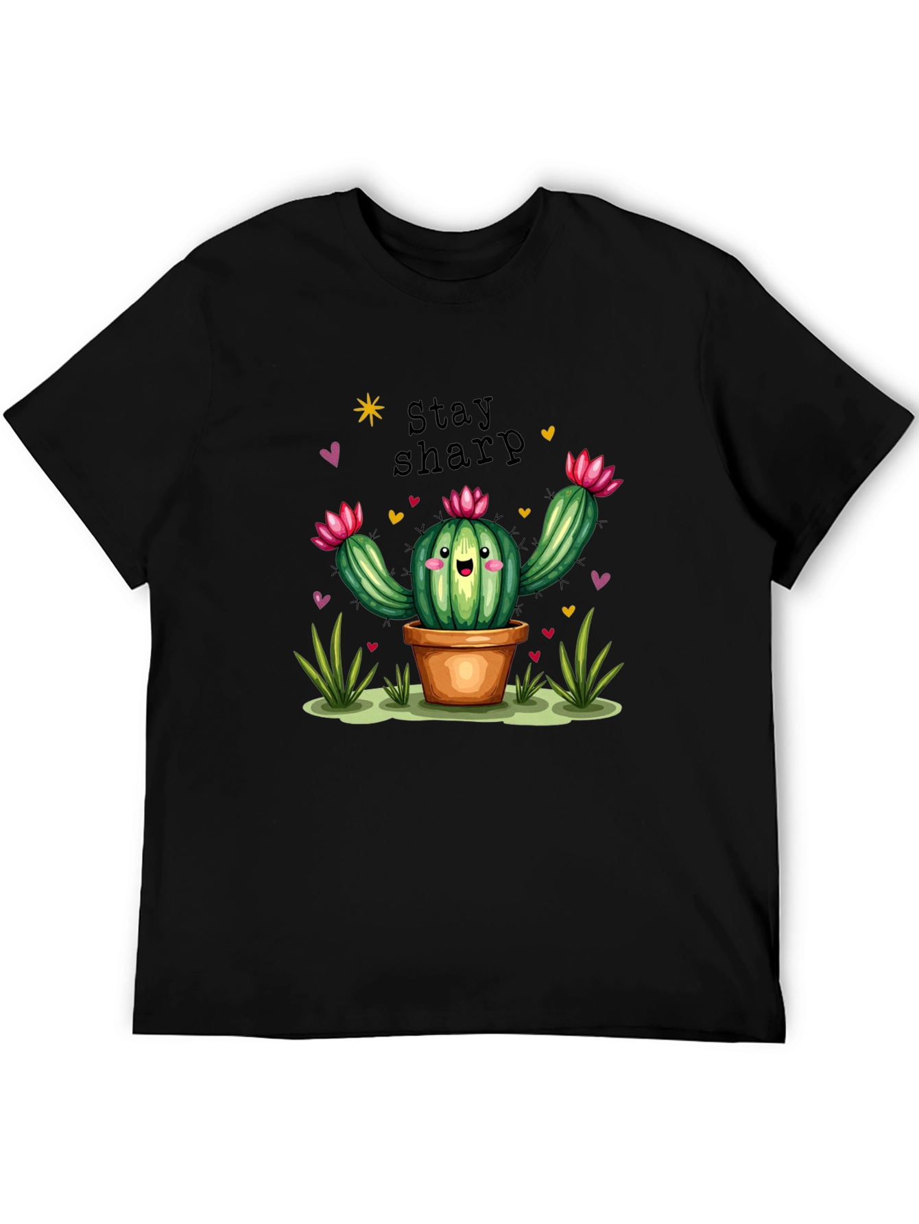 Black Stay Sharp Cactus Graphic T-Shirt view 5