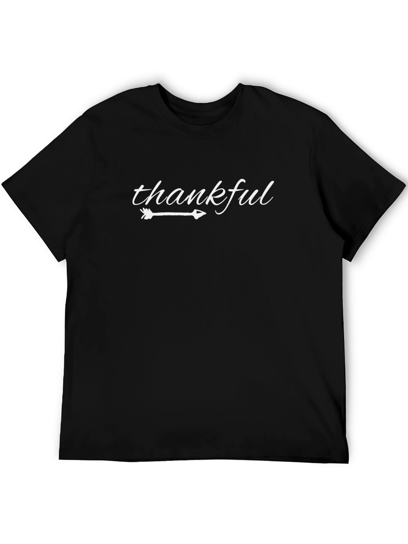 Black Thankful Arrow Graphic Tee - Casual Black T-Shirt view 5