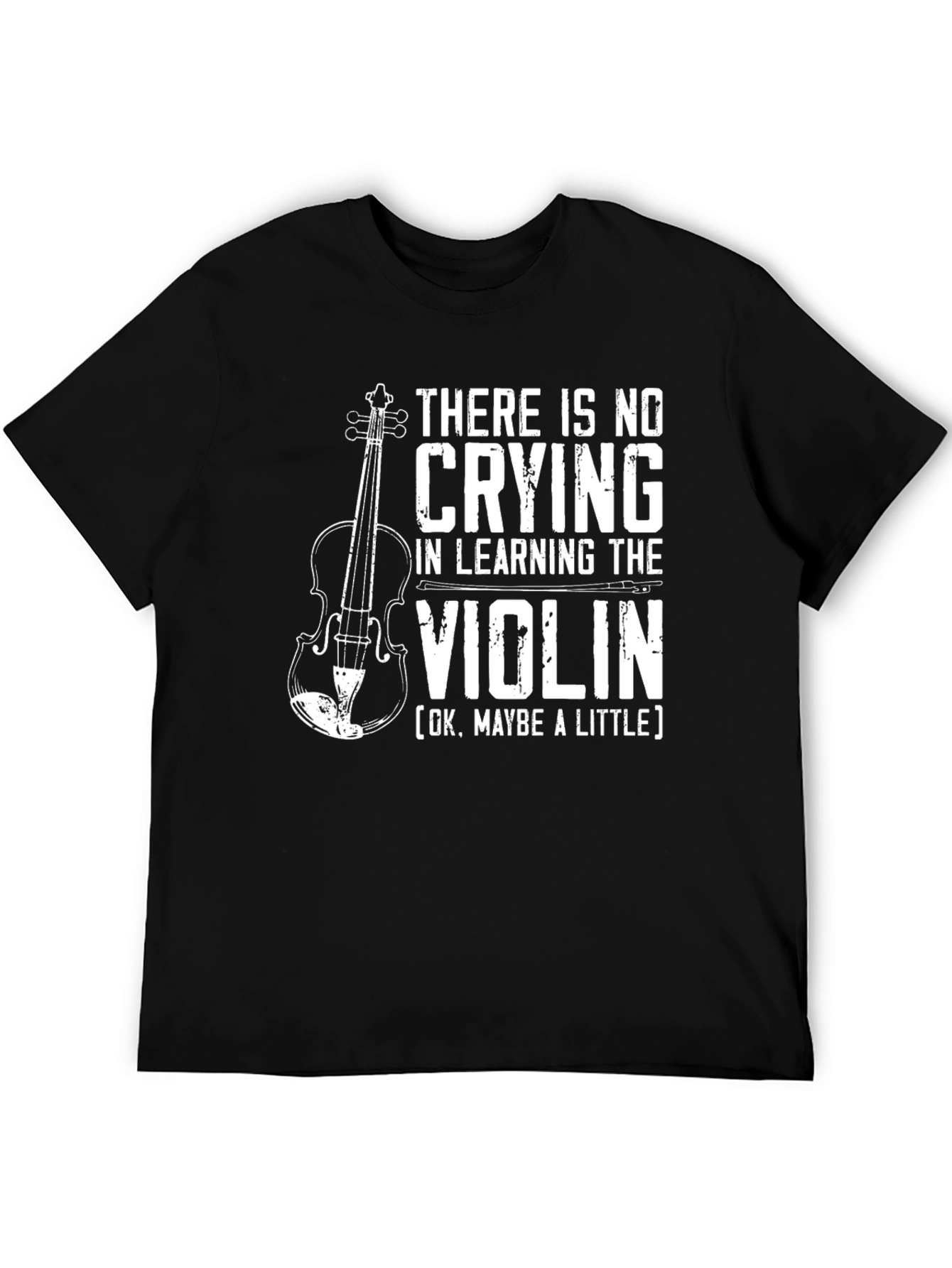 Black Funny Violin T-Shirt: No Crying in Learning view 5