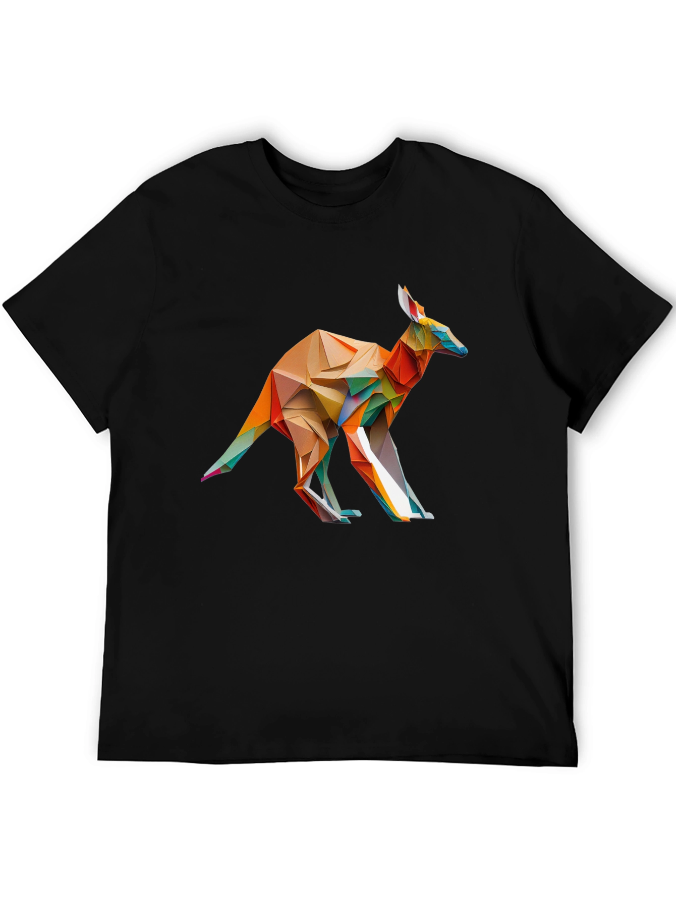 Black Abstract Geometric Kangaroo Black T-Shirt view 5